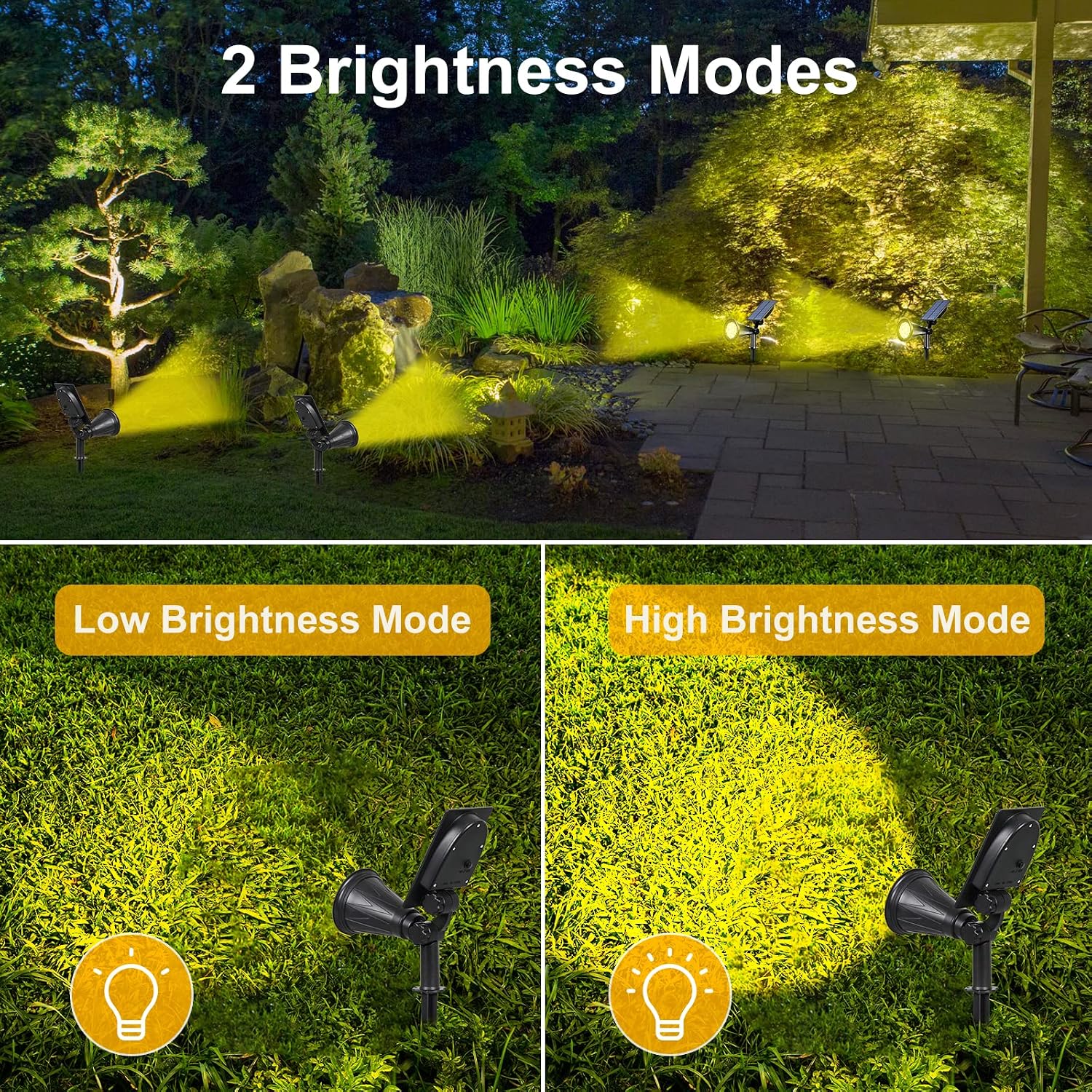 T-SUN Color Changing Solar Spot Lights Outdoor Waterproof, 7 LEDs, 2 Pack | 7 Color Changing Modes, IP65 Waterproof Dusk to Dawn Solar Uplights for Tree, Patio, Yard, Garden, Driveway, Pool Area