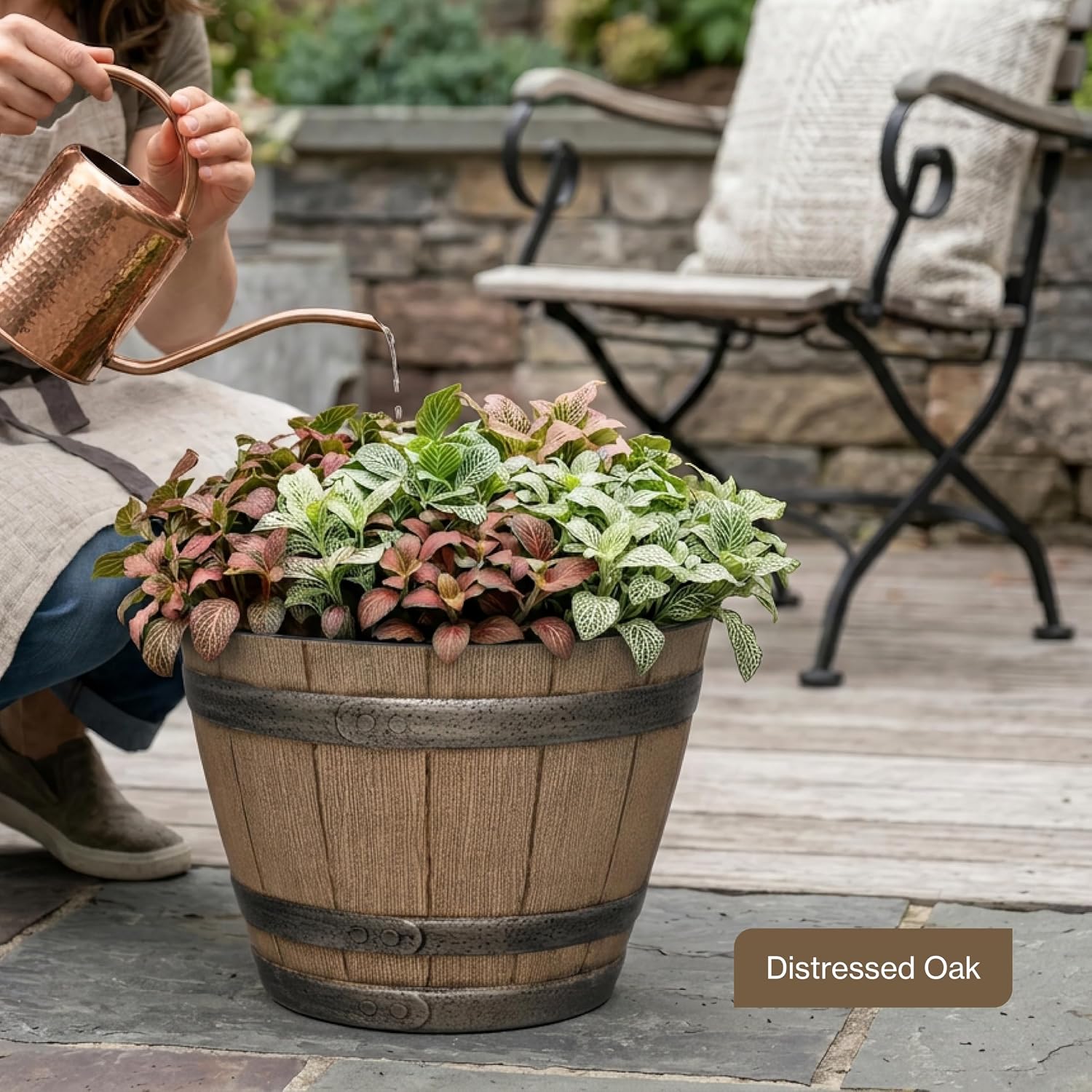 20.5" Jameson Whiskey Barrel with Drainage in Kentucky Walnut