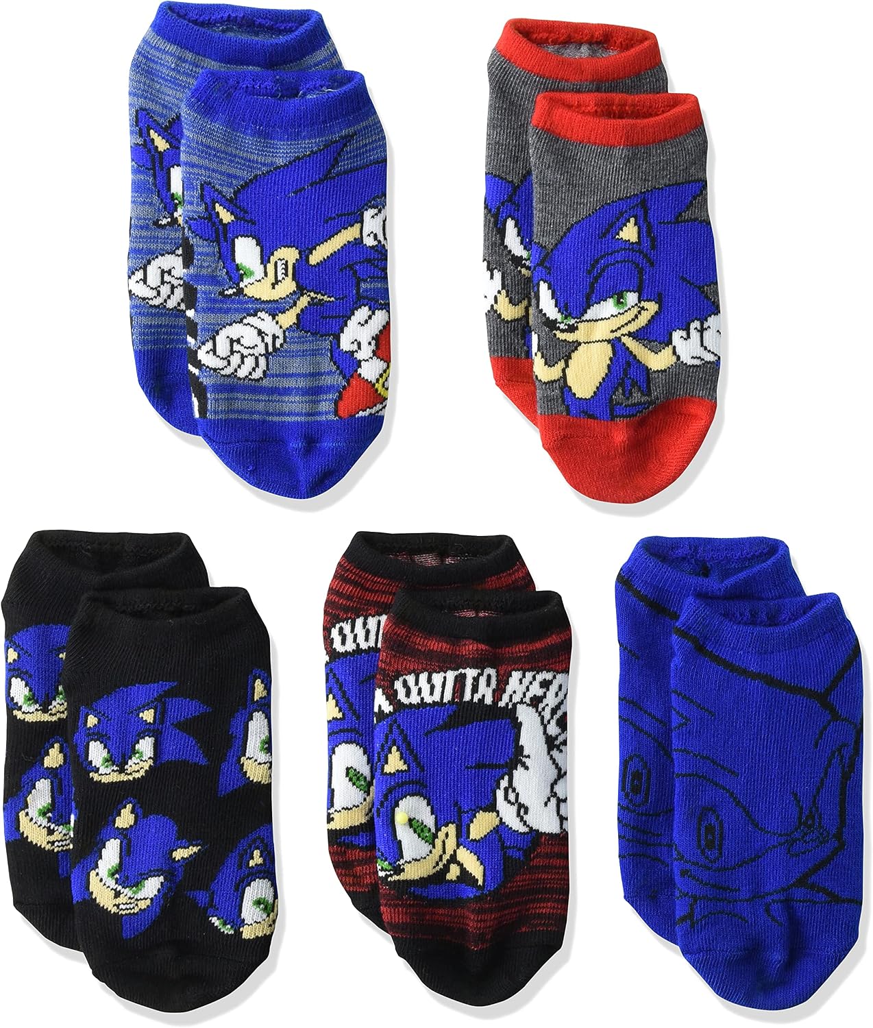 Sonic The Hedgehog boys 5 Pack No Show Socks