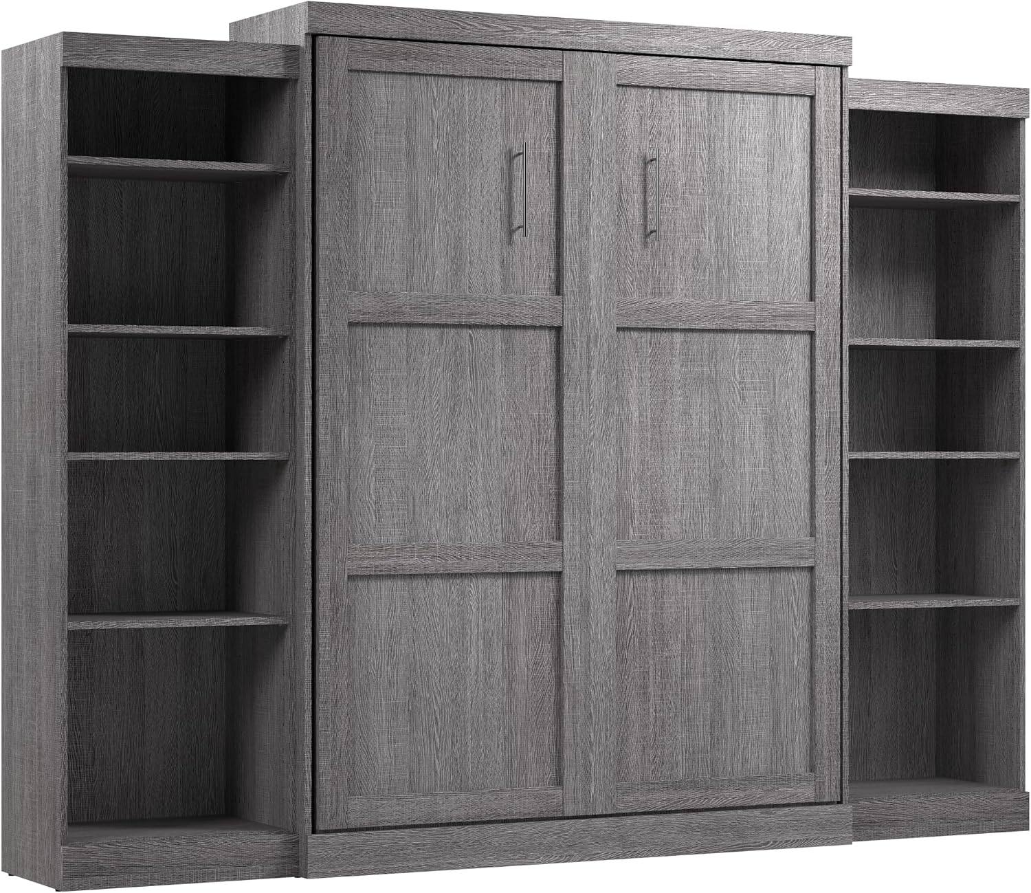Bestar Pur Queen Murphy Bed, 65-inch Space-Saving Sleeping Arrangement for Multipurpose Area, Bedroom, Guest Room, or Living Room | Dual piston mechanism; for guest room or multipurpose space; Shaker-inspired trim with metal handles