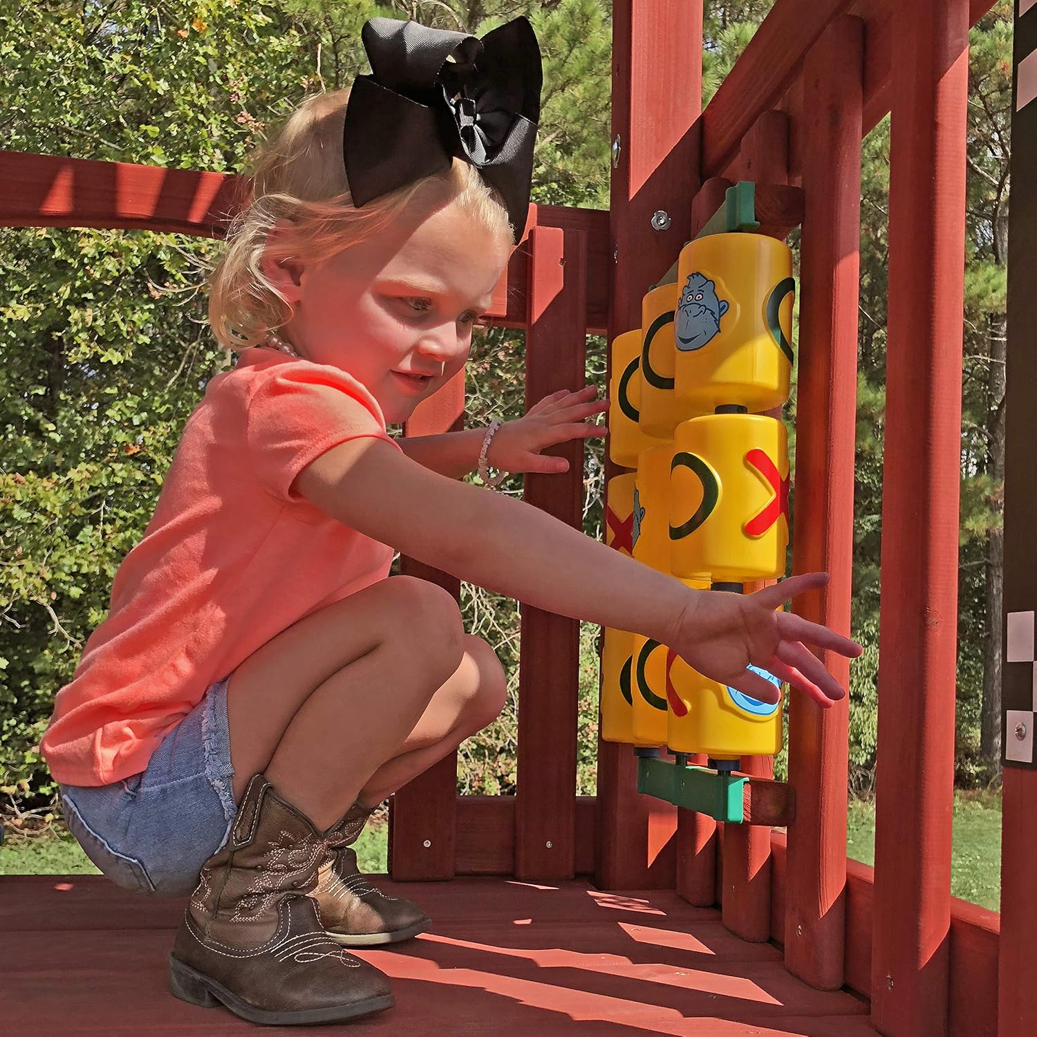 Gorilla Playsets 07-0010 Tic Tac Toe Spinner Activity Panel for Swing Sets, Yellow