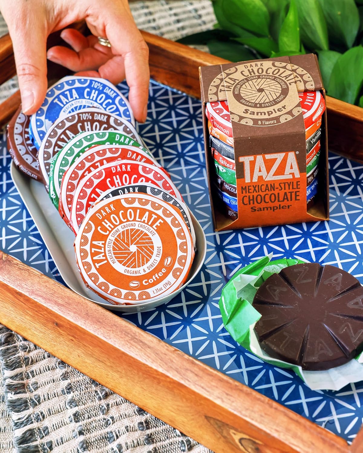 Taza Chocolate Organic Mexicano Disc Stone Ground, Variety Pack, 1.35 Ounce (8 Count), Vegan | Vegan, Dairy Free, Gluten Free, Organic Stone Ground Dark Chocolate Disc, 1.35 Ounce
