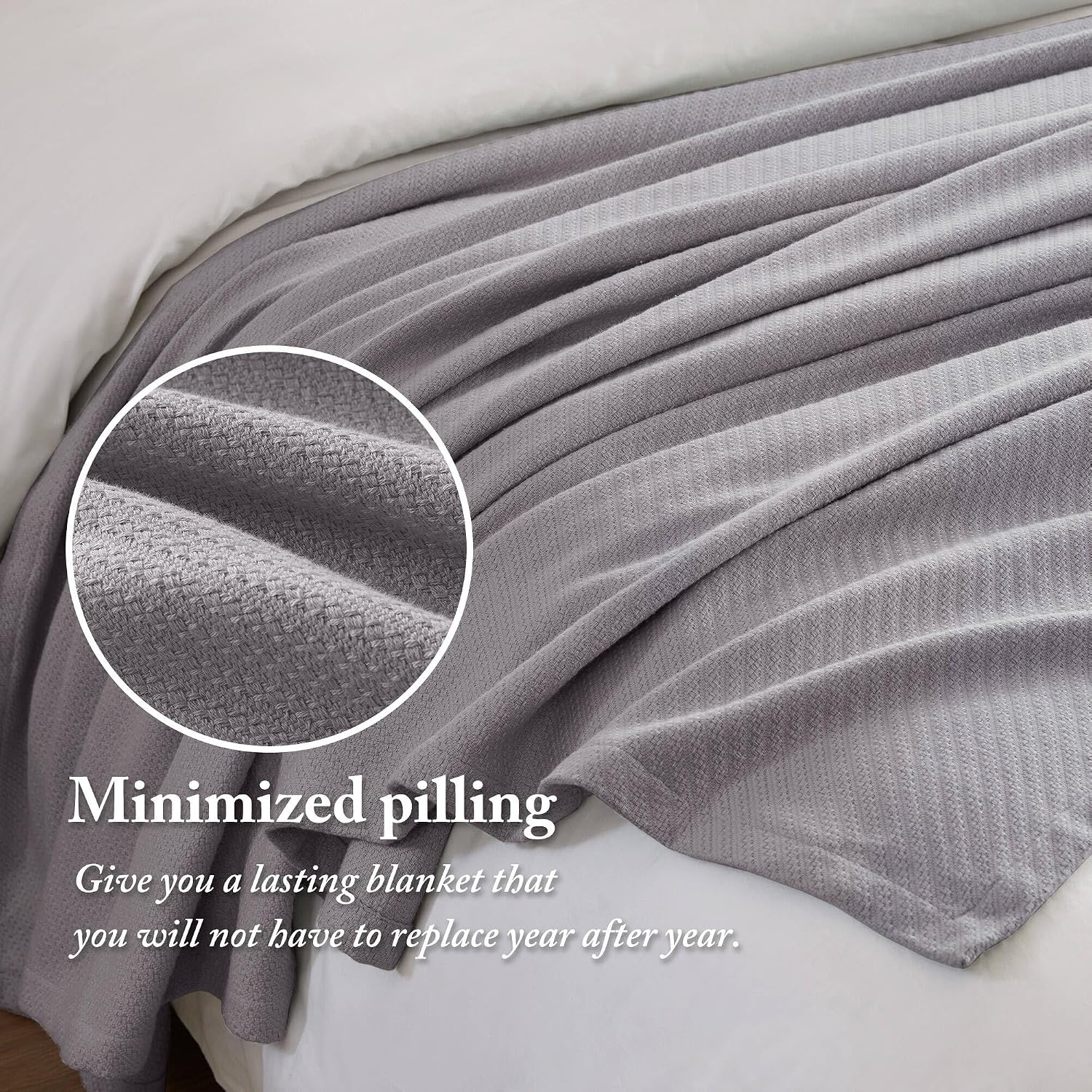 Madison Park Liquid Cotton Luxury Blanket Premium Soft Cozy 100% Ring Spun Cotton For Bed , Couch or Sofa, Full/Queen, Light Blue | Breathable Fabric for Bed or Couch, Diamond Pattern, Lightweight, OEKO-TEX Certified