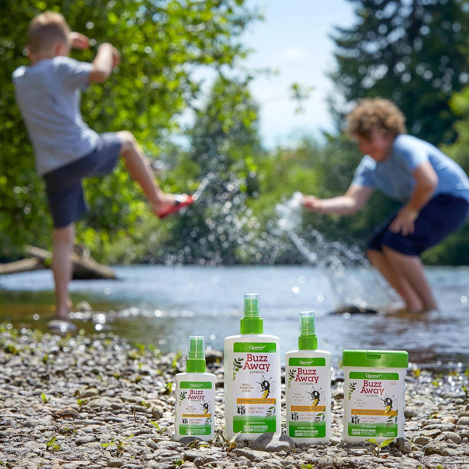 Quantum Health Buzz Away Extreme Mosquito & Tick DEET-Free Repellent, 8 oz | Effective Outdoor Bug Spray, Kid-Friendly, Geraniol, Peppermint, Citronella, Thyme & Clove, Independent Field Tested