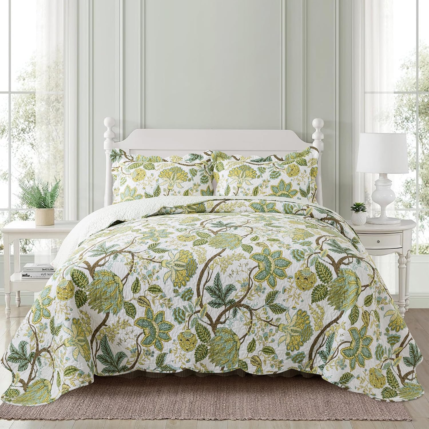 Striped Classical Cotton 3-Piece Patchwork Bedspread Quilt Sets, King Size