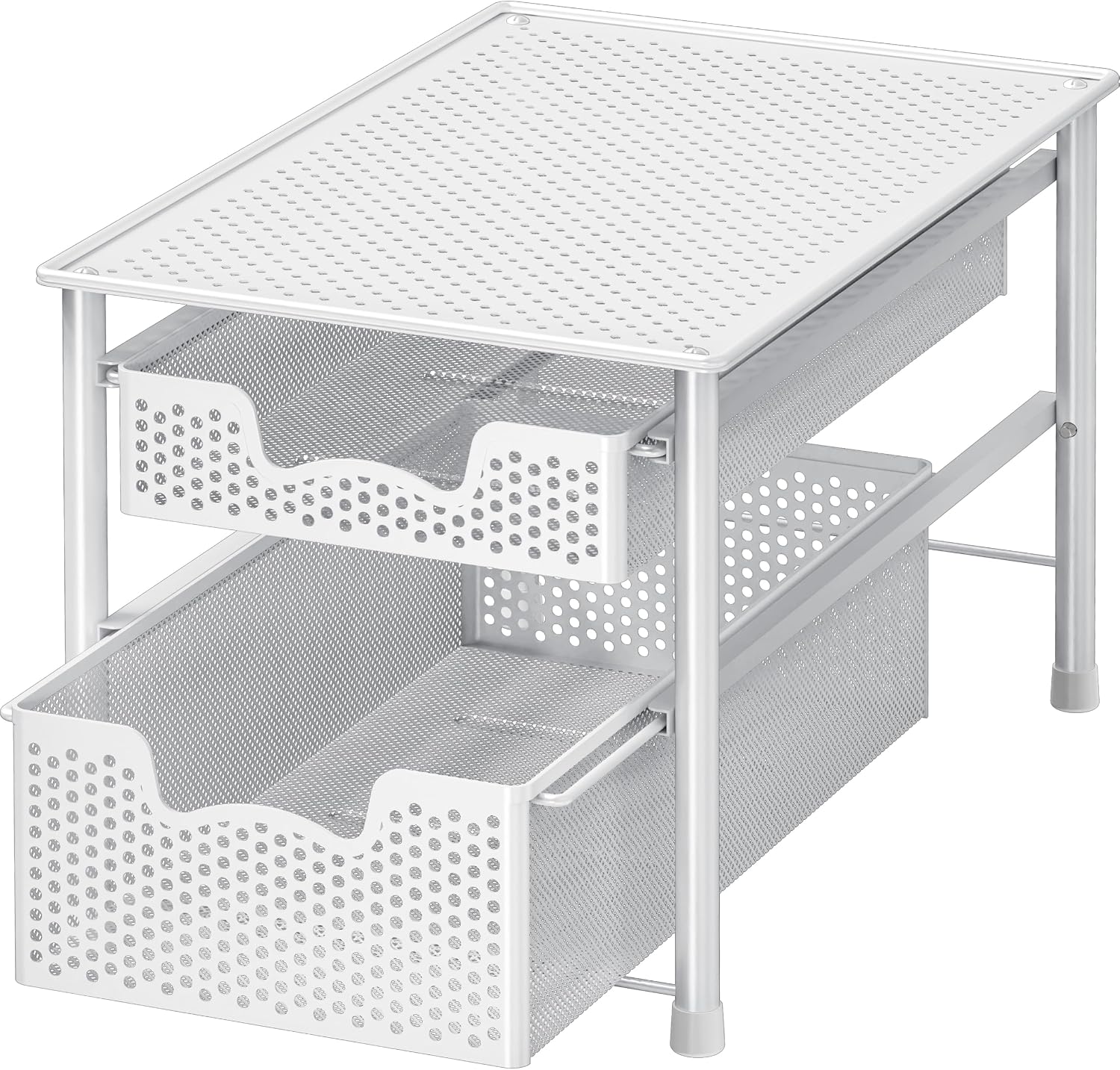 Simple Houseware Stackable 3 Tier Sliding Basket Organizer Drawer, Silver