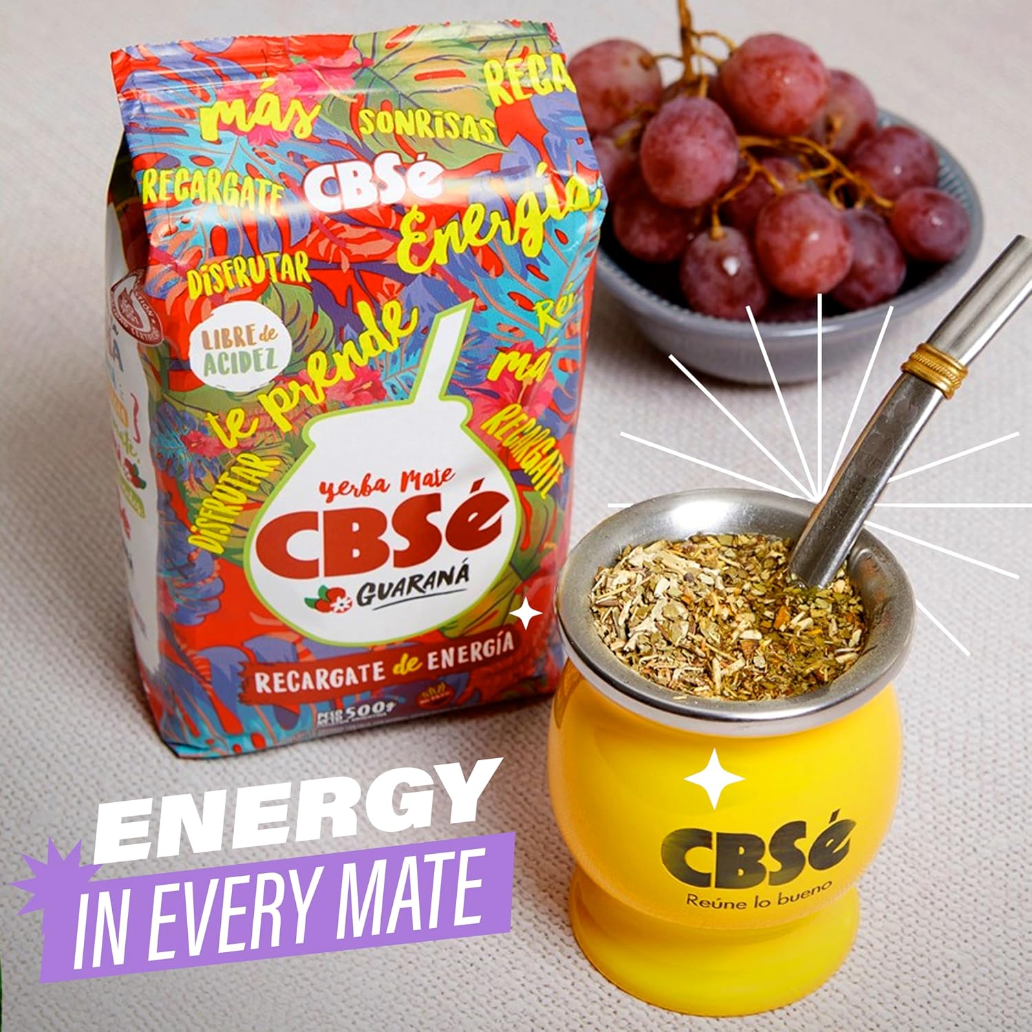 CBSe Yerba Mate Guarana – Herbal Loose Leaf Yerba Mate Tea Blend with Guaraná, 500 g (1.1 lb), Naturally Caffeinated, Gluten-Free.