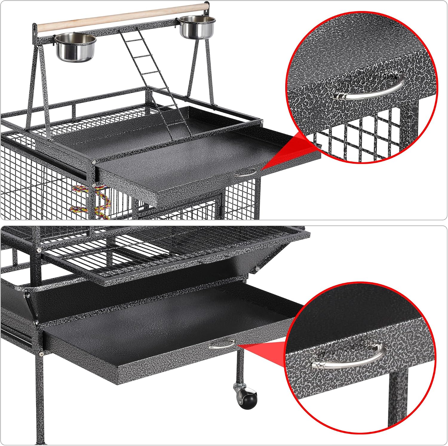 Yaheetech 69" Large Bird Cage, Rolling Parrot Cage for Parakeets Cockatiels | Play Top with Ladder & Feeders, Slide-Out Tray, Rolling Stand