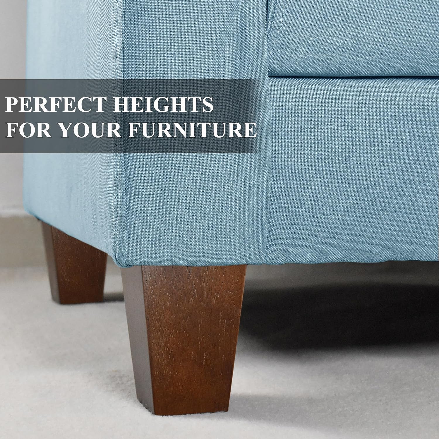 Sofa Legs Square Bed Feet 2 inch Wood Replacement Leg for Furniture Set of 4, Dark Brown