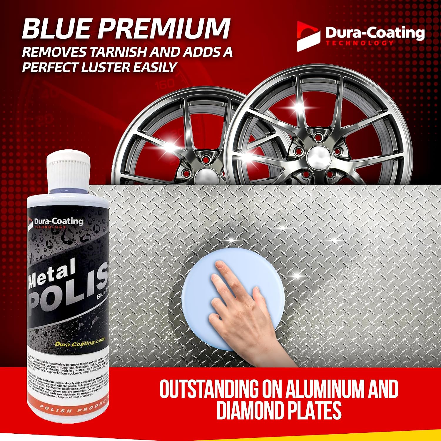 DURA-COATING TECHNOLOGY, Blue Premium Metal Polish - Perfect Brightener and Scratch Remover for Aluminum Wheels, Diamond Plate, Stainless Steel