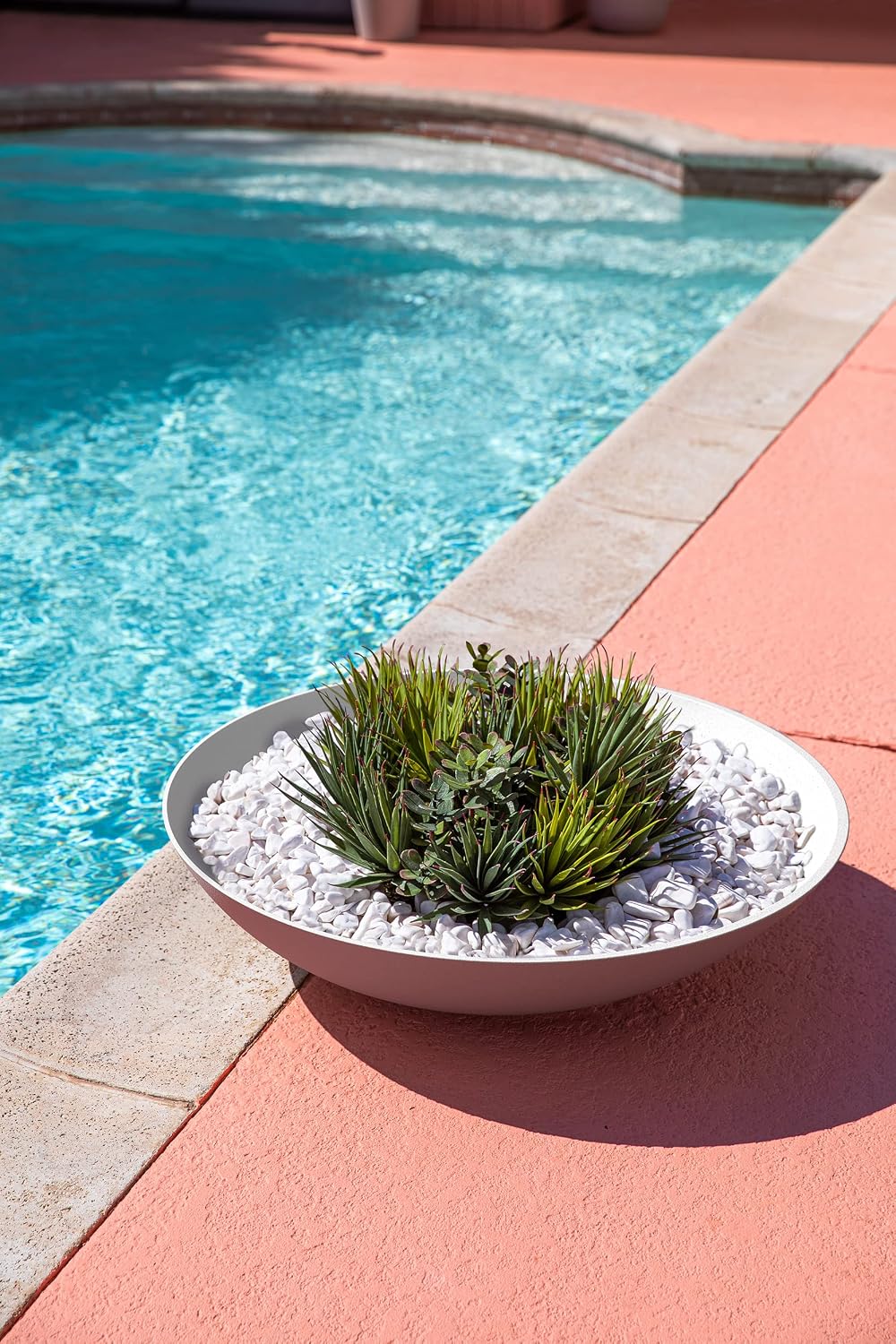 Veradek Mason Series Lane Bowl - Large Outdoor Bowl Planter | Made From a Durable Plastic-Stone Composite With Pre-Drilled Drainage Holes. Modern Patio/Tabletop Décor