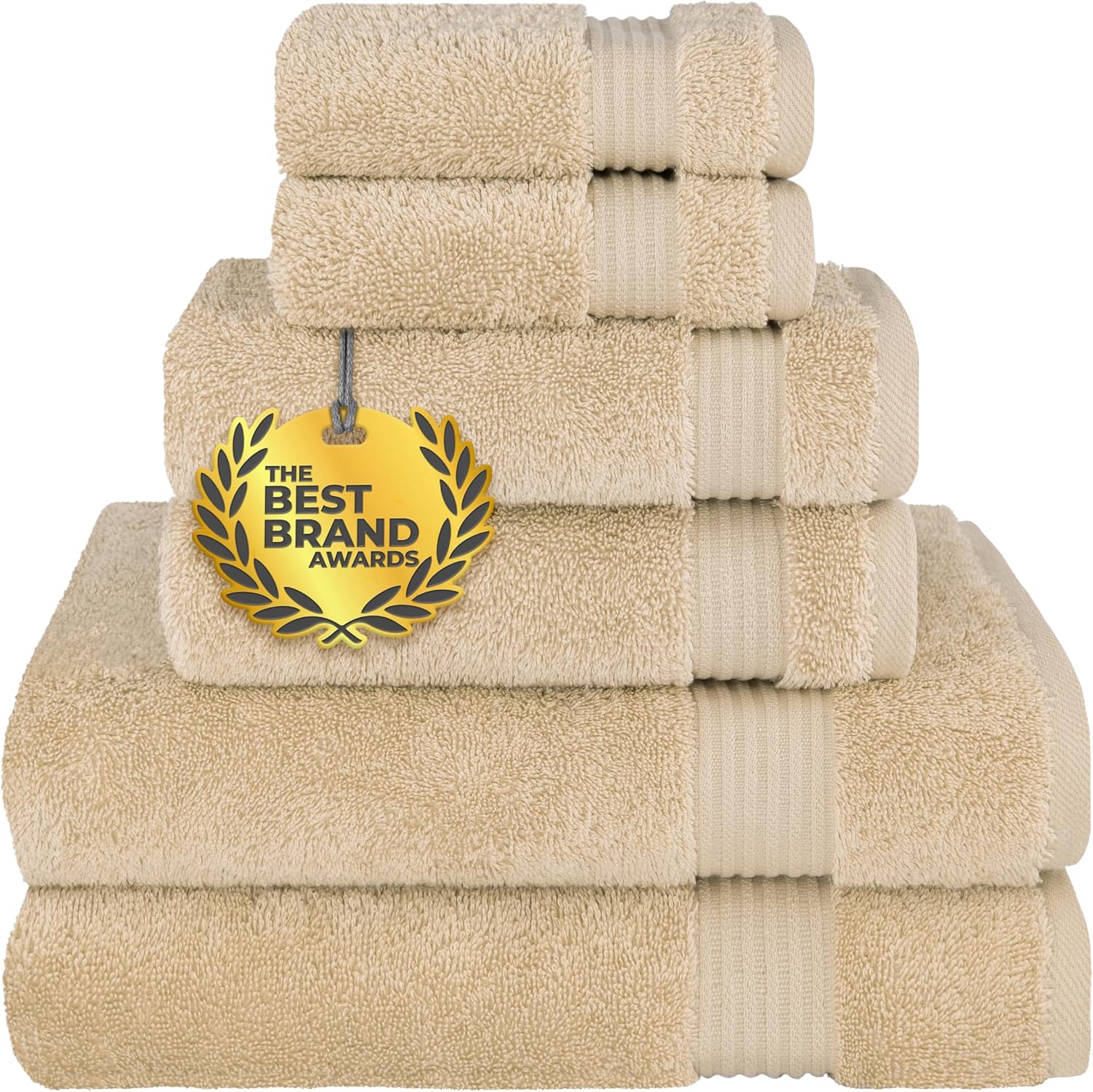 Cotton Paradise Towel Set of 6, 2 Bath Towels, 2 Hand Towels and 2 Washcloths Towels for Bathroom Sets, Smoke Gray