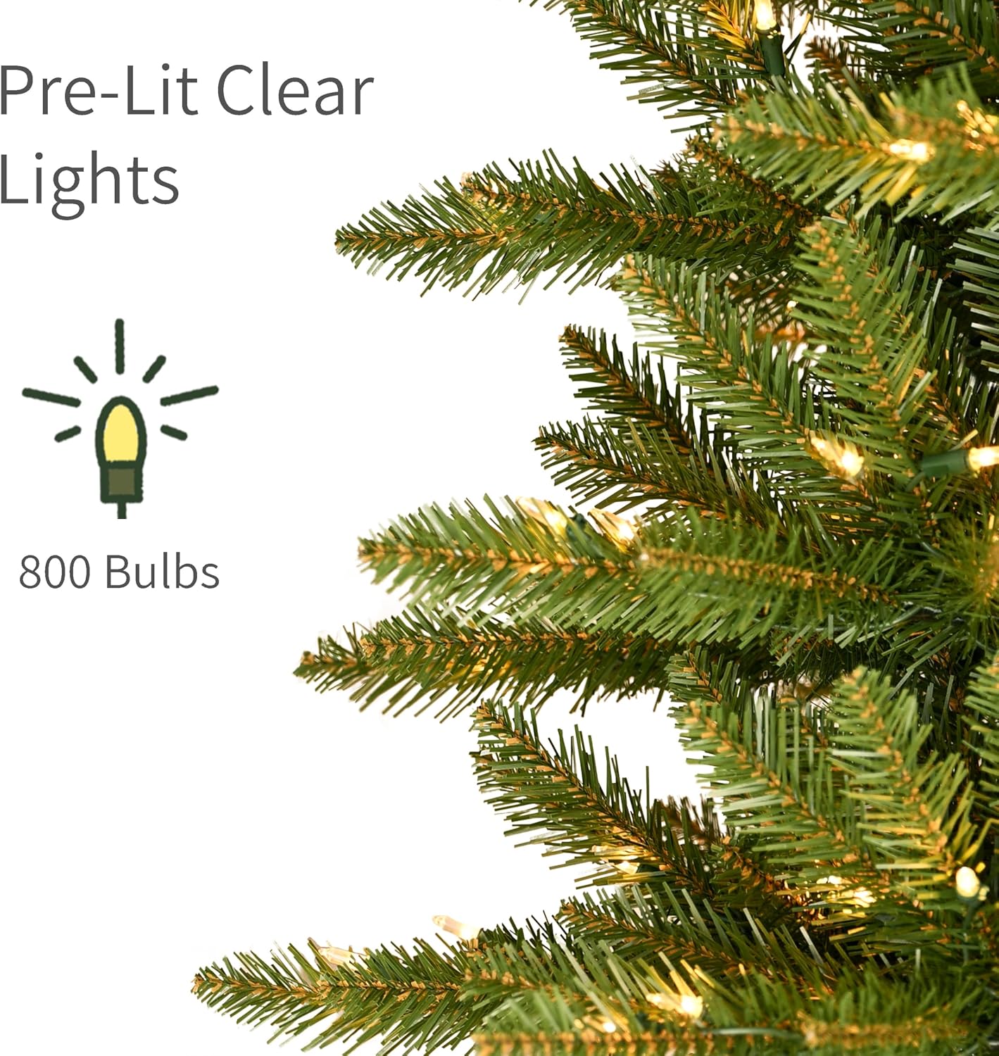 Puleo International 7.5ft Pre-Lit Slim Fraser Christmas Tree with 500 Warm White LED Lights, 1453 Realistic Dense Branch Tips, Easy Setup Artificial Trees with Sturdy Metal Stand