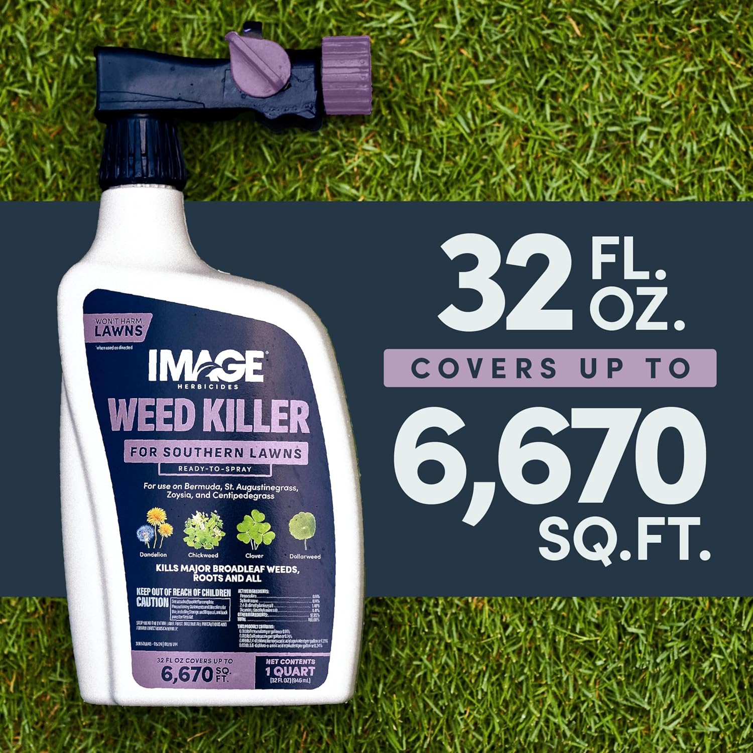 Image Herbicide Weed Killer for Southern Lawns RTS 32oz | Liquid weed killer, ready-to-spray, for St. Augustinegrass, Bermudagrass, Zoysiagrass