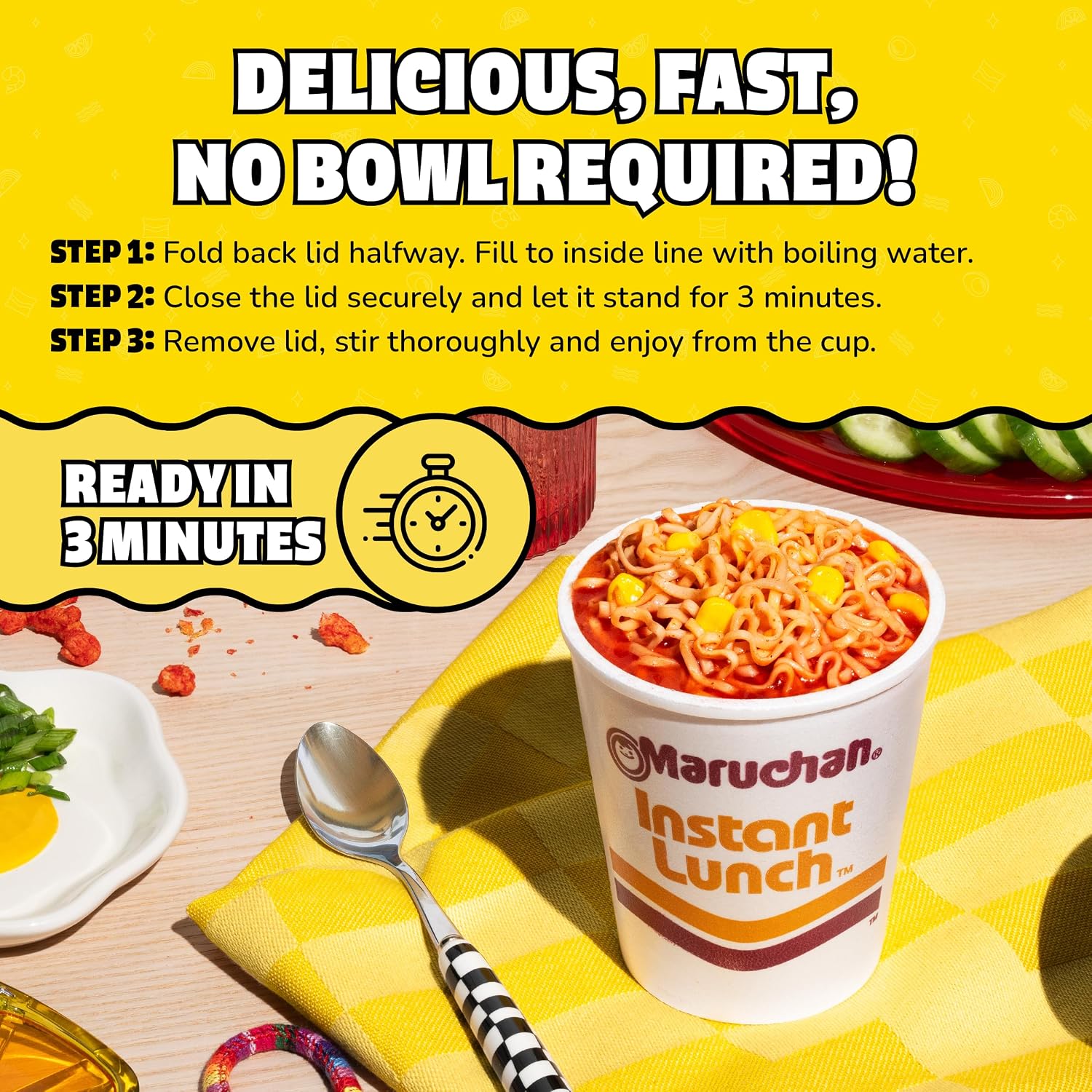 Maruchan Instant Lunch Ramen Noodles, Cheddar Cheese Flavor – Japanese-Style Instant Noodle Soup, Easy Meal Ready in 3 Minutes – 2.25 Oz. (12 Pack)