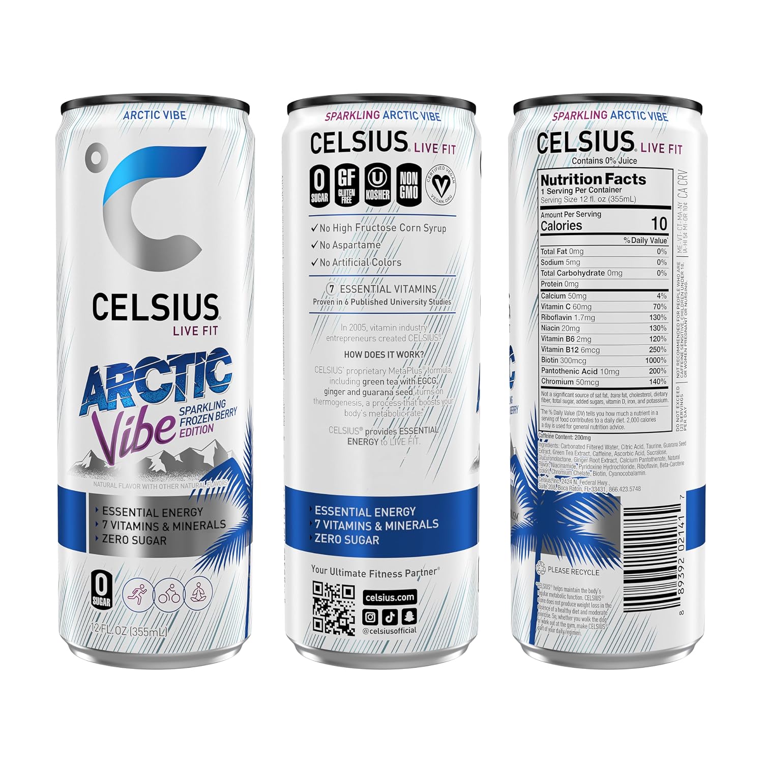 CELSIUS PEACH VIBE Sparkling White Peach, Sugar Free Energy Drink, 12 Fl Oz (Pack of 12)