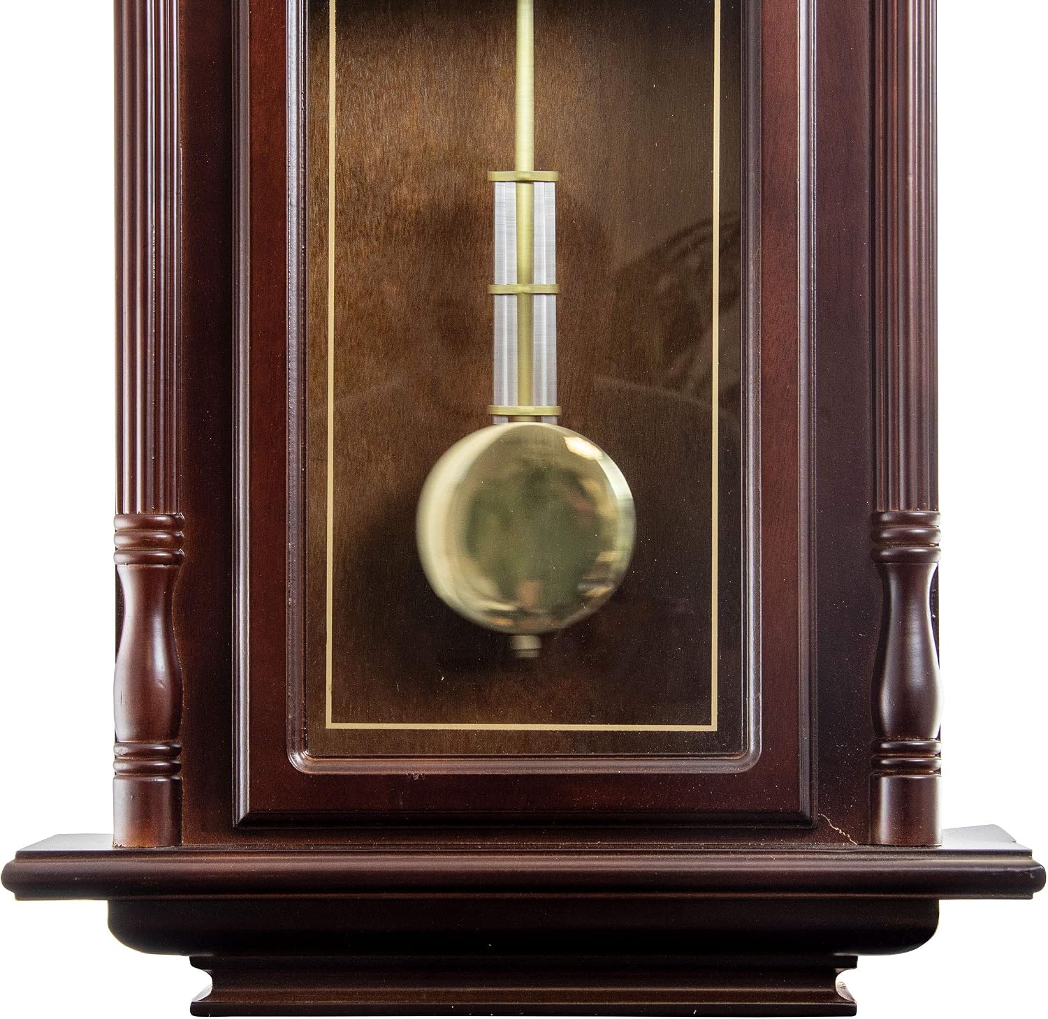 Bedford Clock Collection Grand Antique Colonial Chiming Wall Clock with Roman Numerals in a Cherry Oak Finish, 38" L