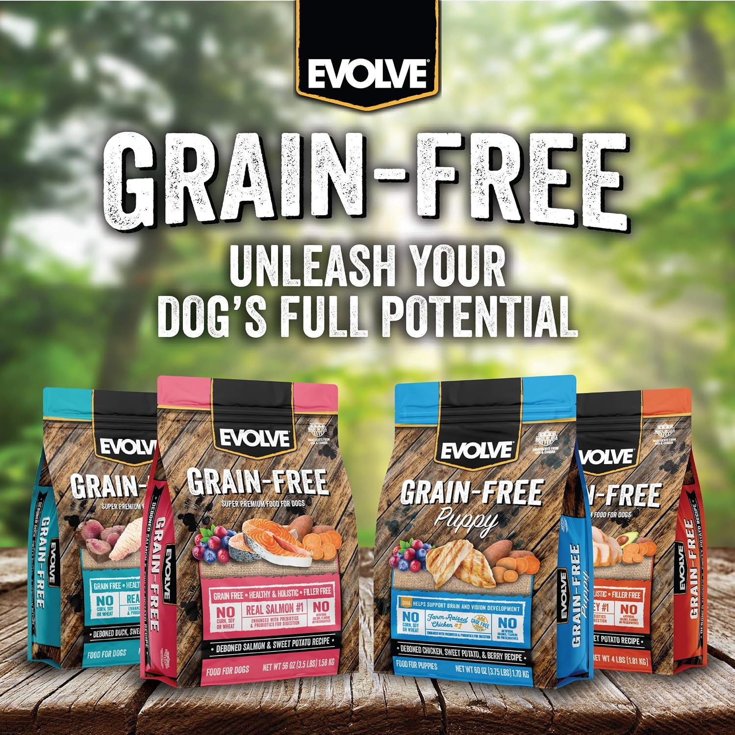 Evolve Grain Free Deboned Duck, Sweet Potato & Venison Recipe Dry Dog Food, 3.5 lb.