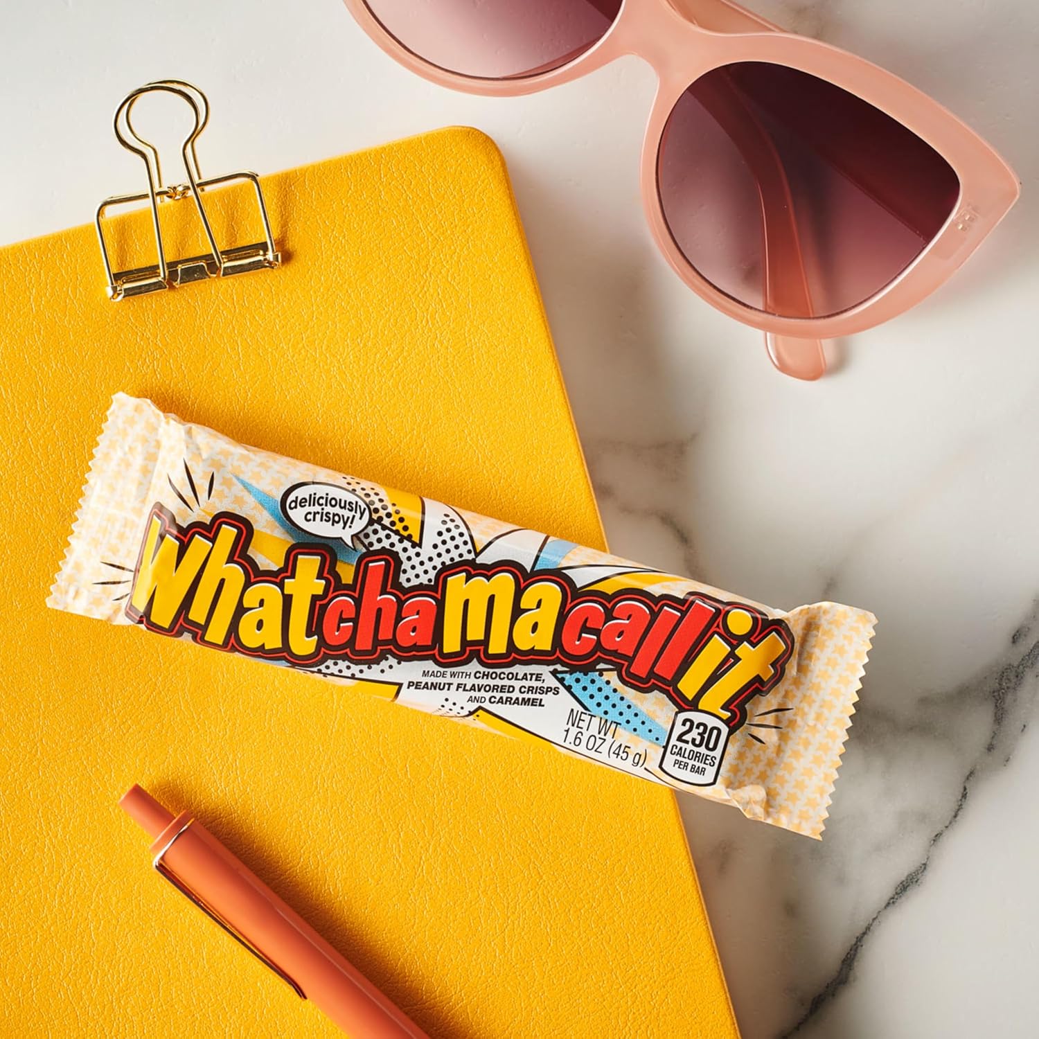 WHATCHAMACALLIT Chocolate Caramel Peanut Crisps Candy Bars, 1.6 oz, 36 Ct | Chocolate, caramel and peanut flavored crisps in bulk bars for candy bowls