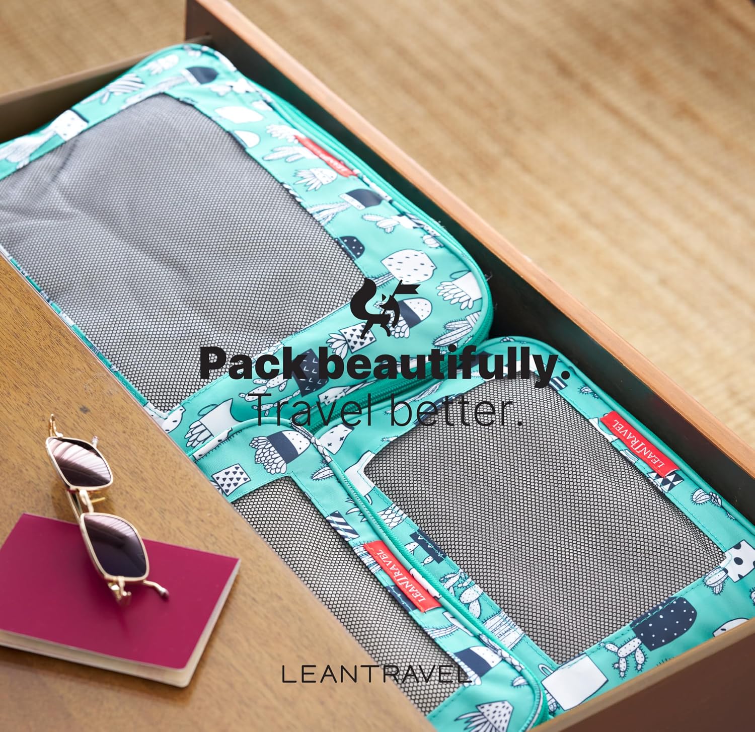 LeanTravel Premium Compression Packing Cubes for Travel - Suitcase Organizer Bags with Double Zipper & Breathable Mesh Panel - Space Saving Carry On Luggage Essentials (6-Pack, Grey)