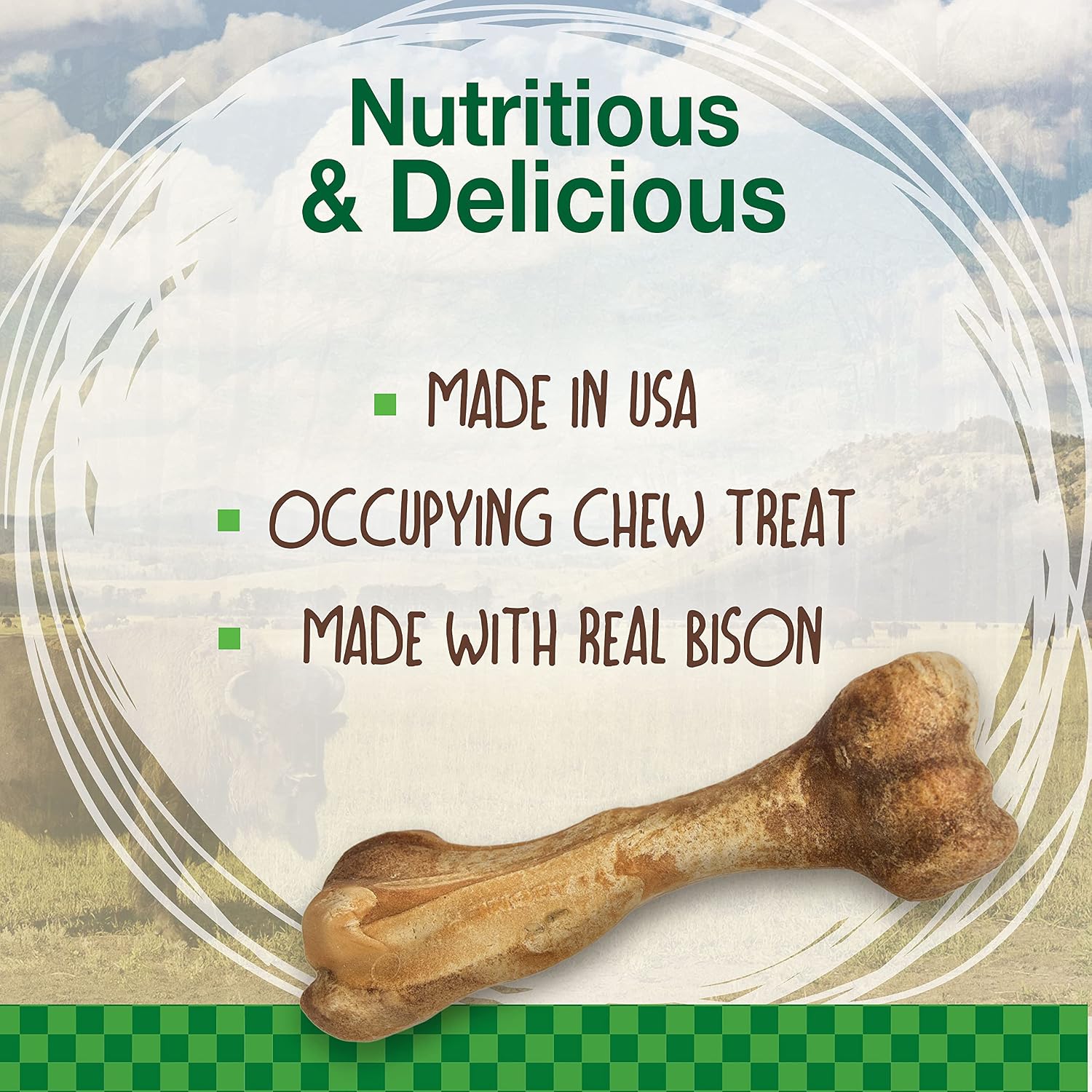 Nylabone Healthy Edibles Wild Dog Treats, Venison Flavor, Large | Natural dog chew bones, made in USA, highly digestible dog chews, long lasting chews for large dogs up to 50 lbs