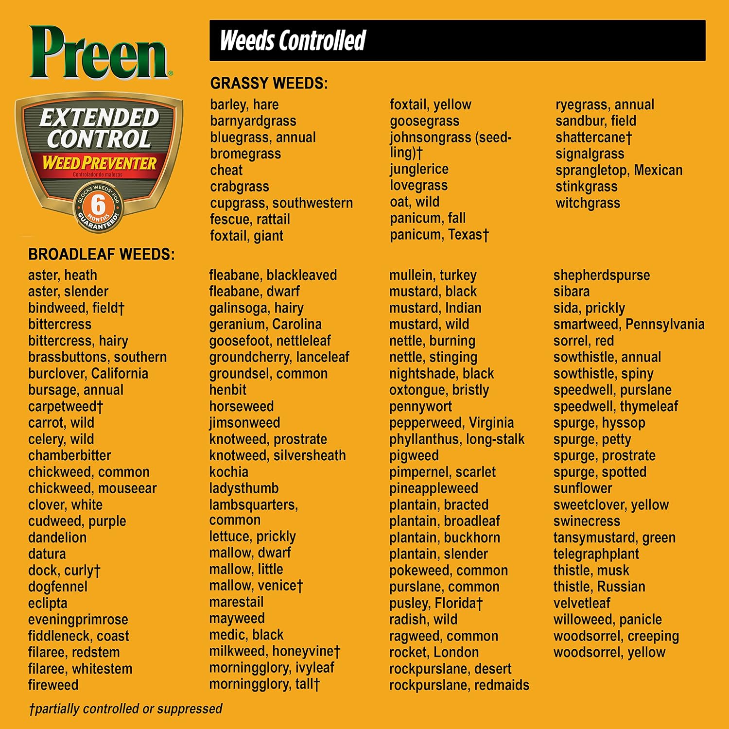 Preen Extended Control Weed Preventer - 4.93 lb. Bottle - Covers 805 sq. ft. | PreEmergent Herbicide for Garden Weed Control –Prevents Weeds up to 6 Months – For Perennials and Shrubs