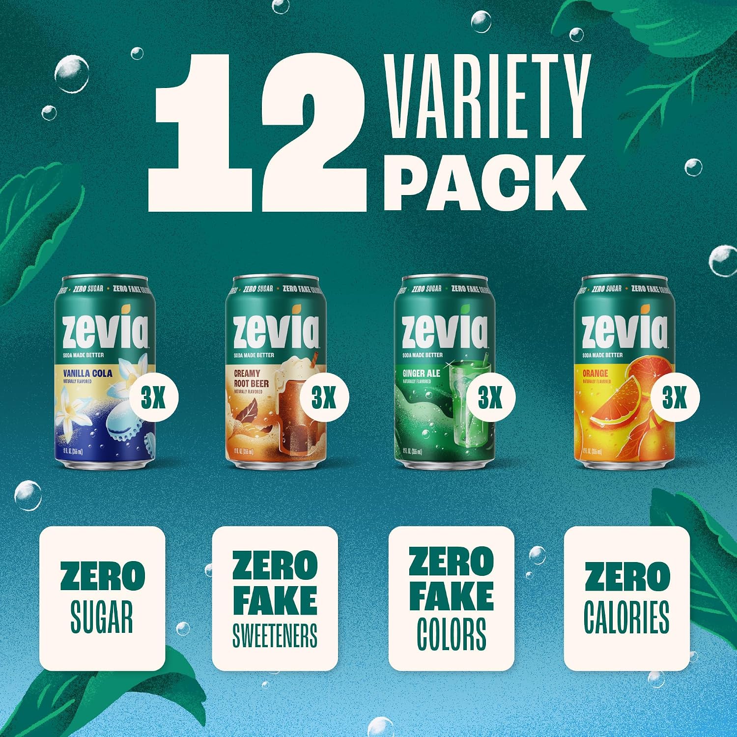 Zevia Zero Calorie Soda, Orange, 12 Ounce Cans (Pack of 6)