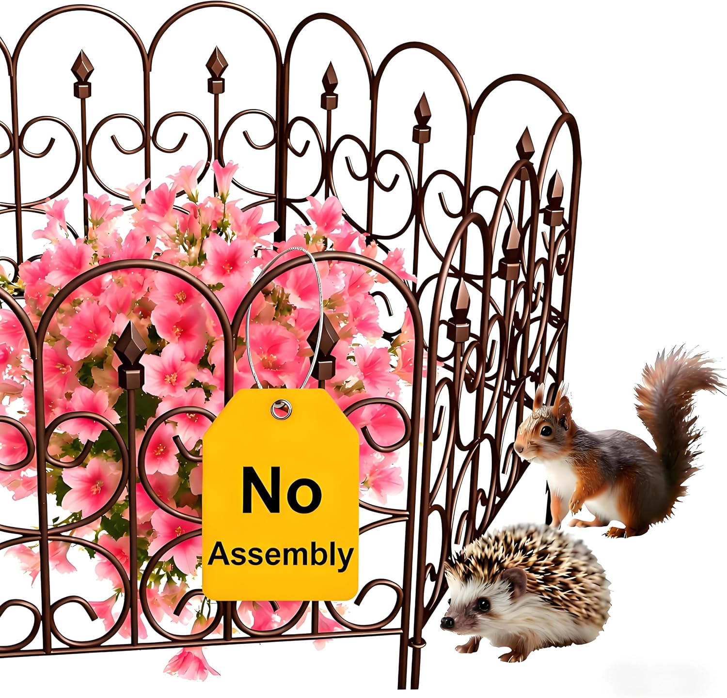 AMAGABELI GARDEN & HOME 5 Panels 32in(H)×10ft(L) Decorative Garden Fences and Borders for Dogs No Dig Rustproof Metal Fence Panels Garden Edging Border Animal Barrier Fencing for Flower Beds Black