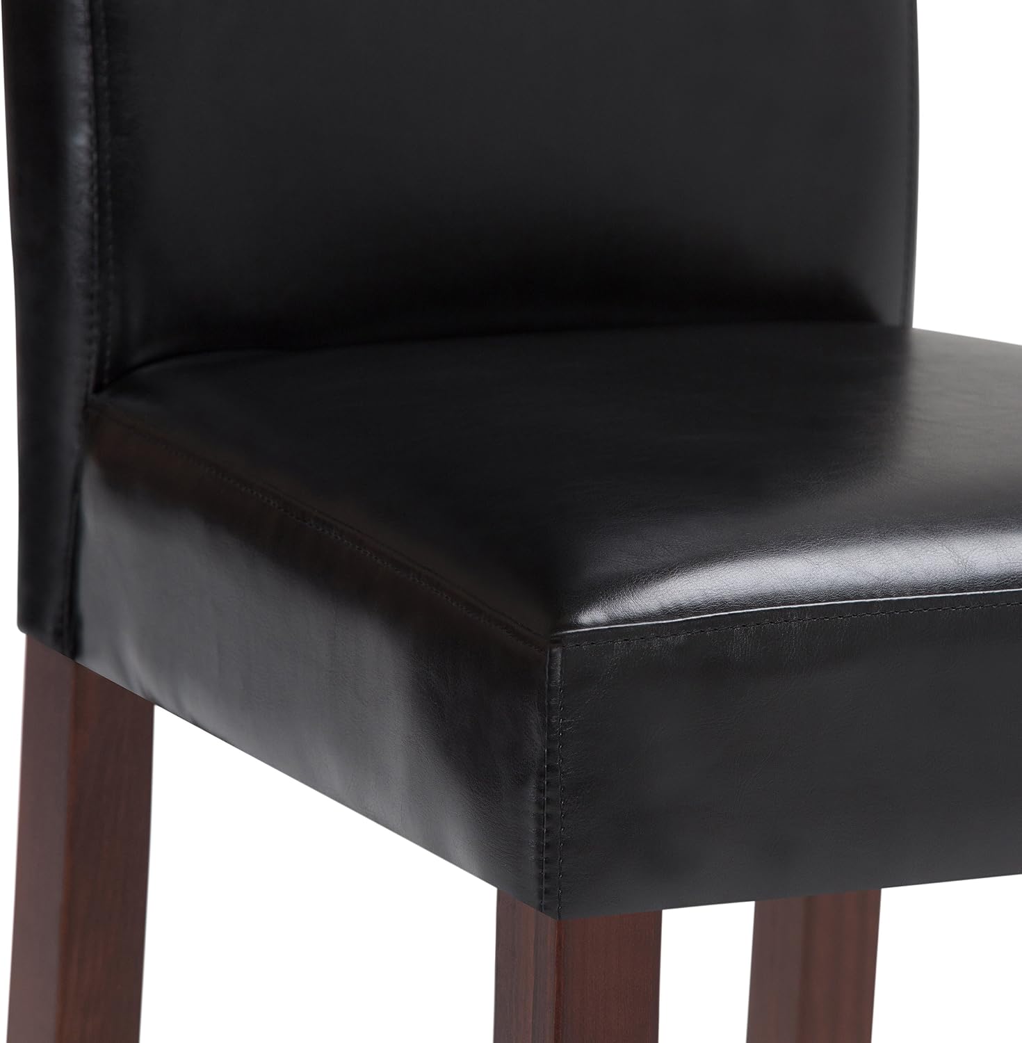 SIMPLIHOME Acadian Dining Chairs - Upholstered Solid Hardwood and Vegan Leather Parsons Chair Set in Midnight Black