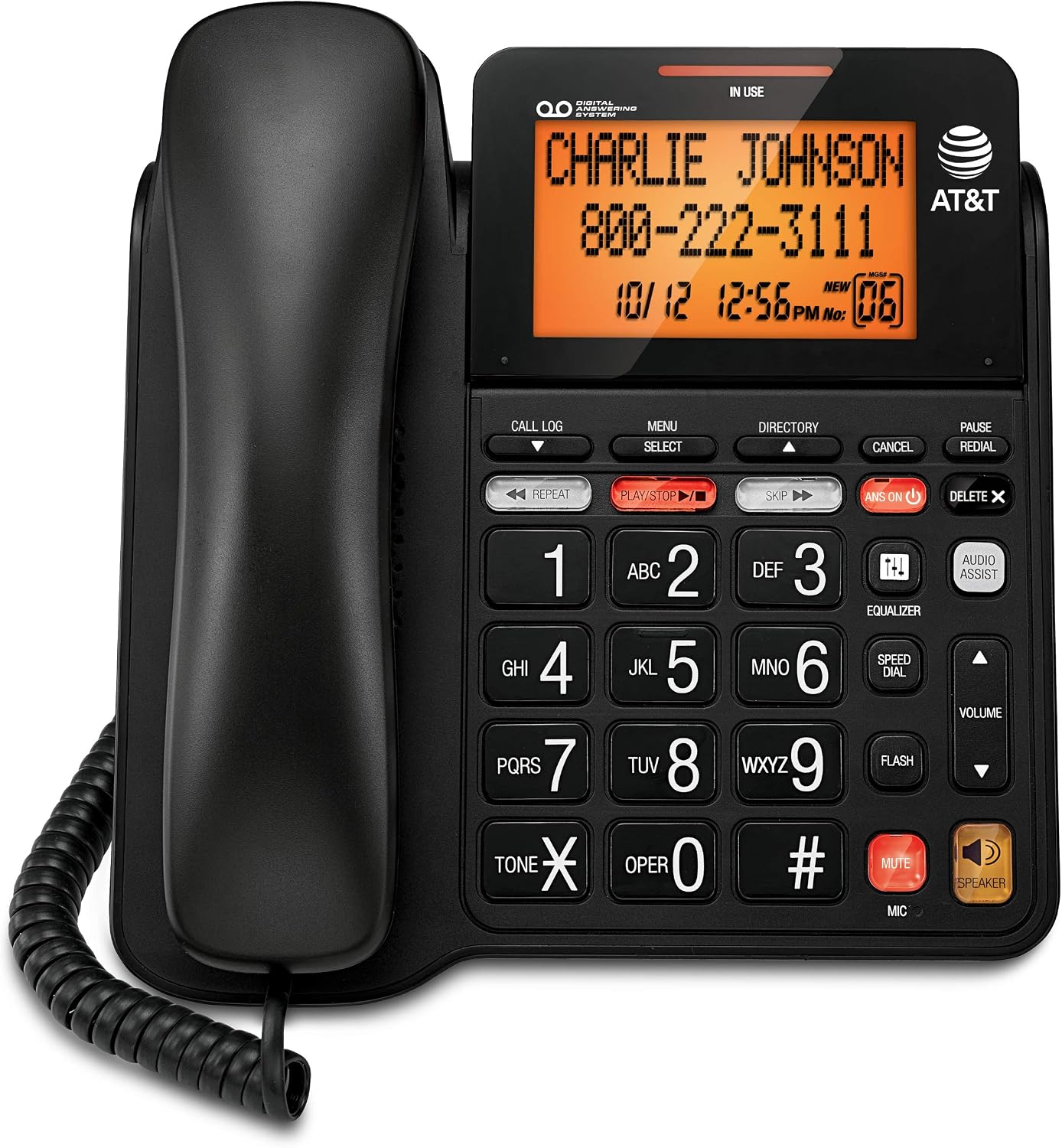 AT&T CL4940 Corded Phone with Digital Answering System, Caller ID, Large Tilt Display