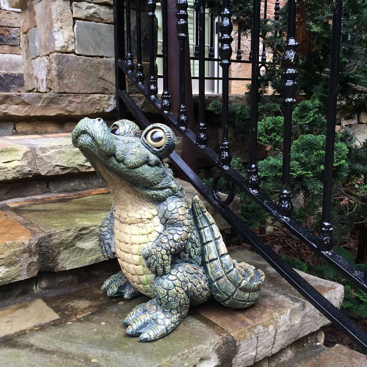 Toad Hollow Extra Large Standing Gator Home & Garden Alligator Statue 15.5" H