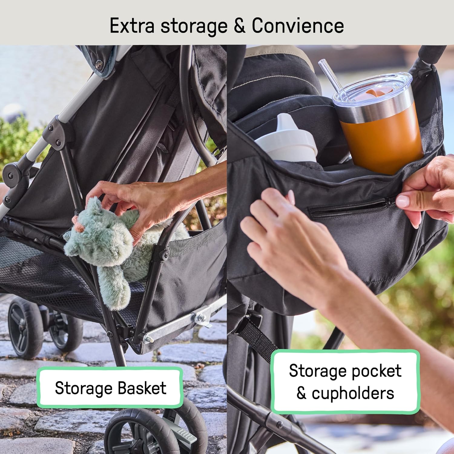 Ingenuity 3D Mini Convenience Stroller – Lightweight Stroller with Compact Fold, Multi-Position Recline, Canopy with Pop Out Sun Visor – Umbrella Stroller for Travel & More, Blue/Black