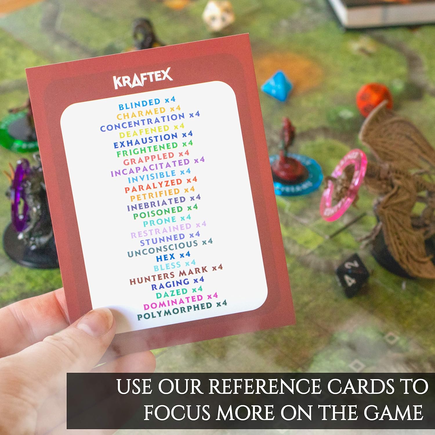 Kraftex DND Condition Rings [96pcs]: Accessories for Dungeon Masters to Track Spell Effects. Condition Markers D&D Accessories use as DND Tokens