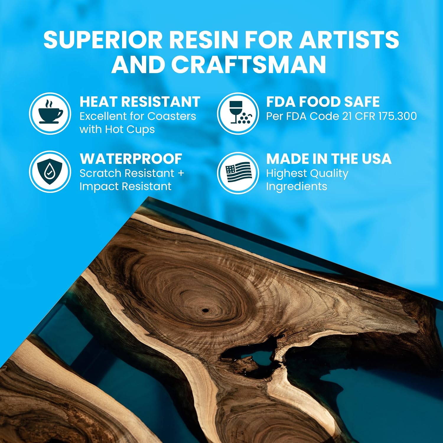 Epoxy Resin Art Resin Crystal Clear Formula -2 Gallon Kit -The Artist's Resin for Coating, Casting, Resin Art, Geodes, Tabletop, Bar Top