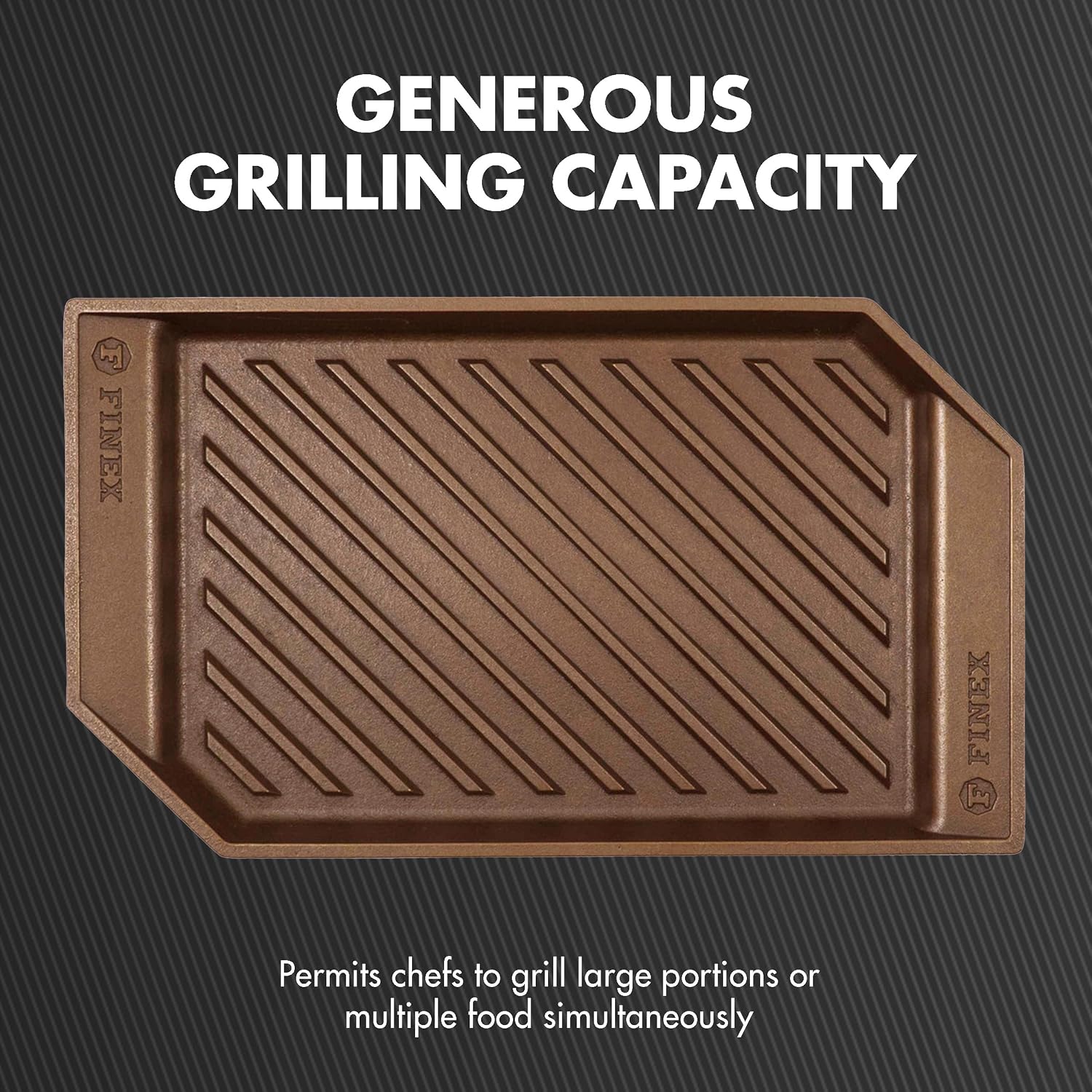 FINEX 10" Cast Iron Grill Pan, Grill Pans with Superior Heat Distribution, Near Non-Stick for Easy Cleaning, Cast Iron Grill Pan, For Indoor & Outdoor Grilling, Pre-Seasoned with Flaxseed Oil