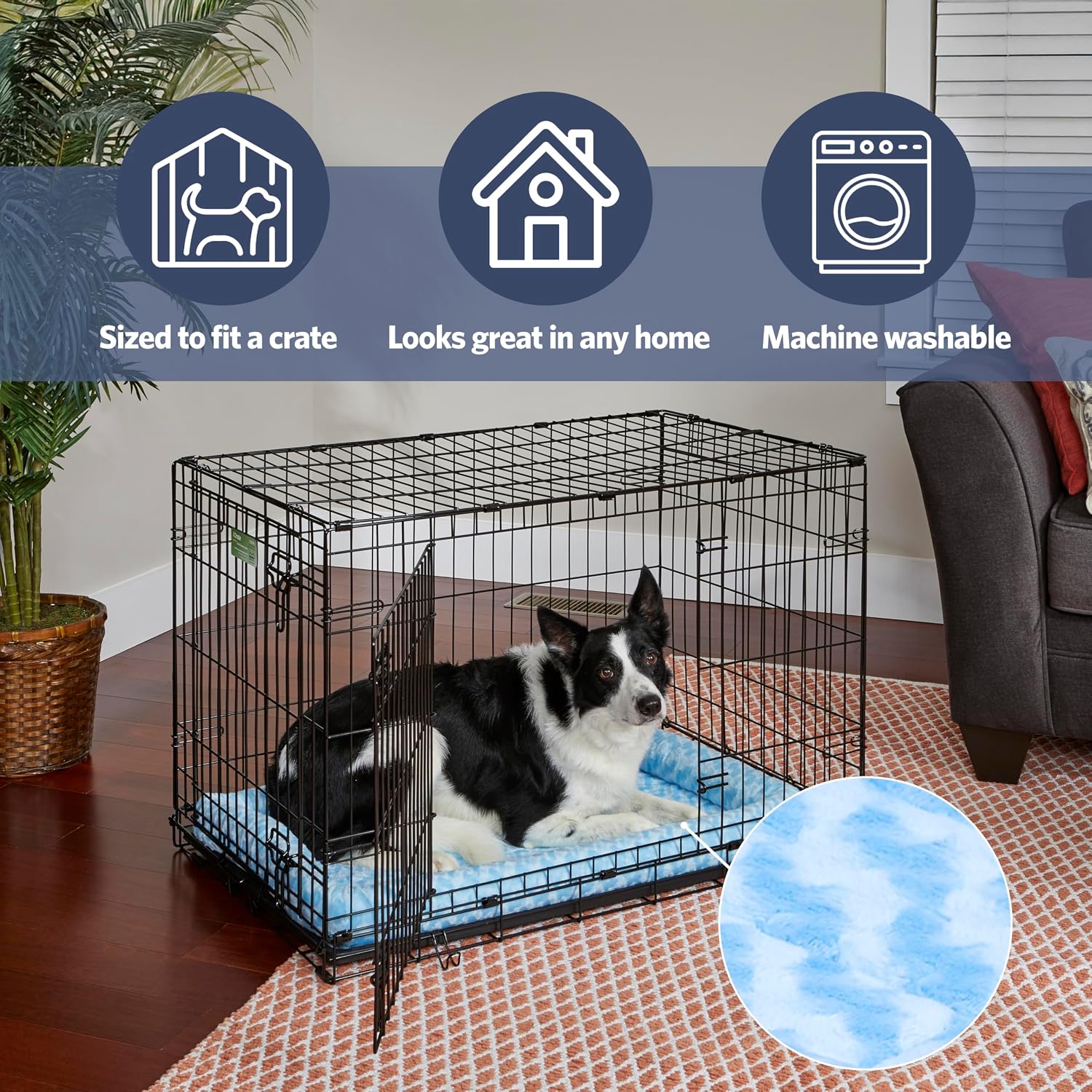 MidWest Homes for Pets QuietTime XXS Dog Bed – Cinnamon Faux Fur Bolster, Ultra-Soft and Machine Washable, Fits 18-Inch Crates and Carriers, for Small Dogs and Cats
