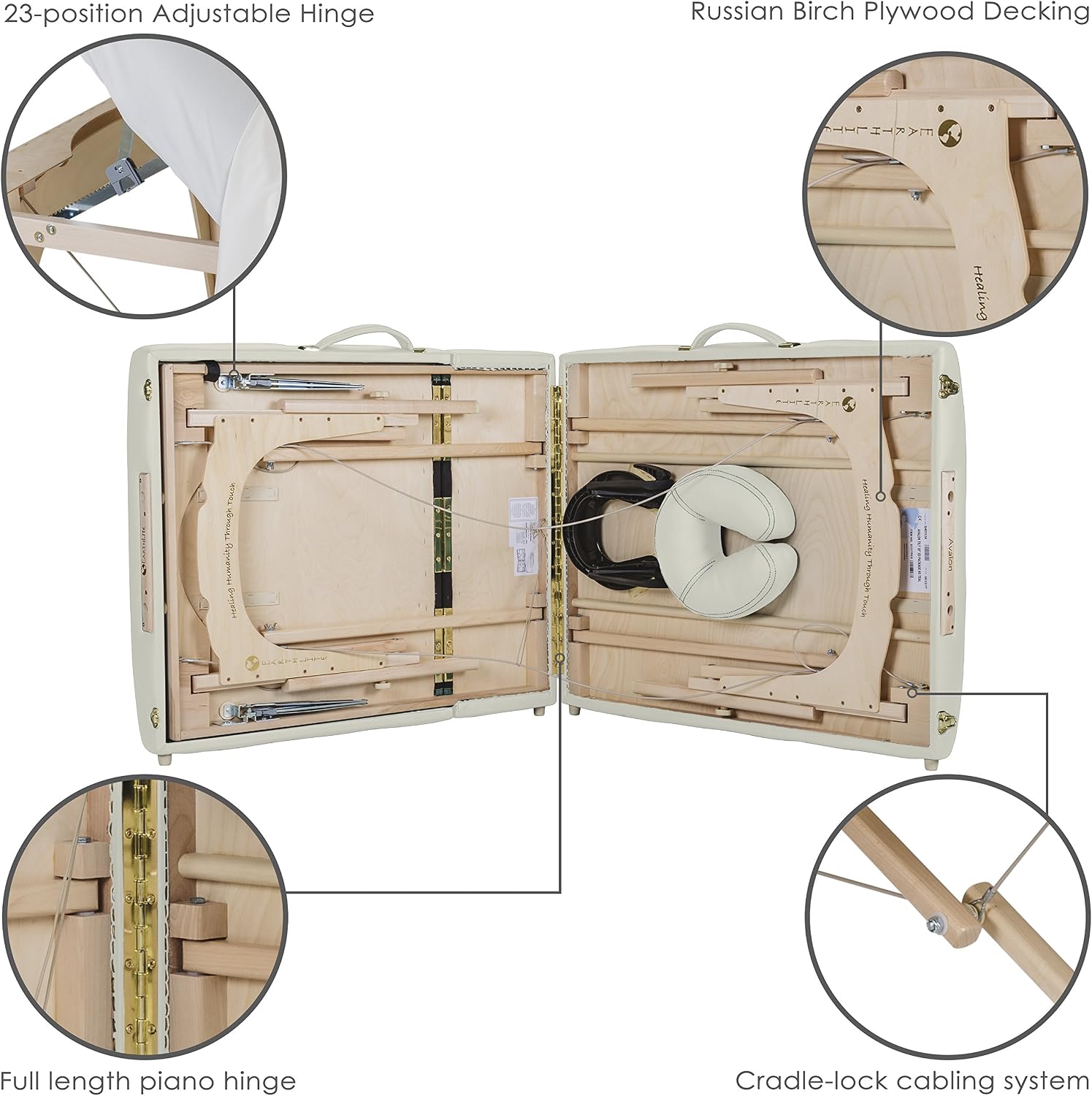 EARTHLITE Portable Massage Table Package AVALON – Reiki Endplate, Premium Flex-Rest Face Cradle & Strata Cushion, Carry Case (30”x73”)