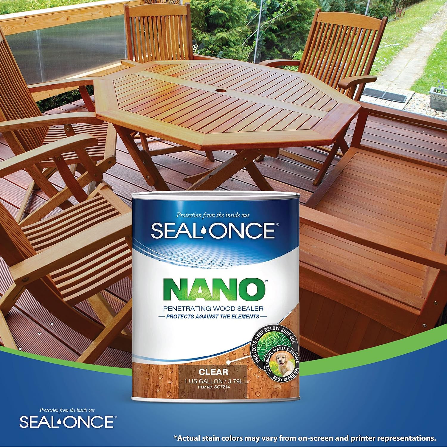 Seal-Once Nano Clear Penetrating Wood Sealer - Premium Waterproof Sealant (Quart)