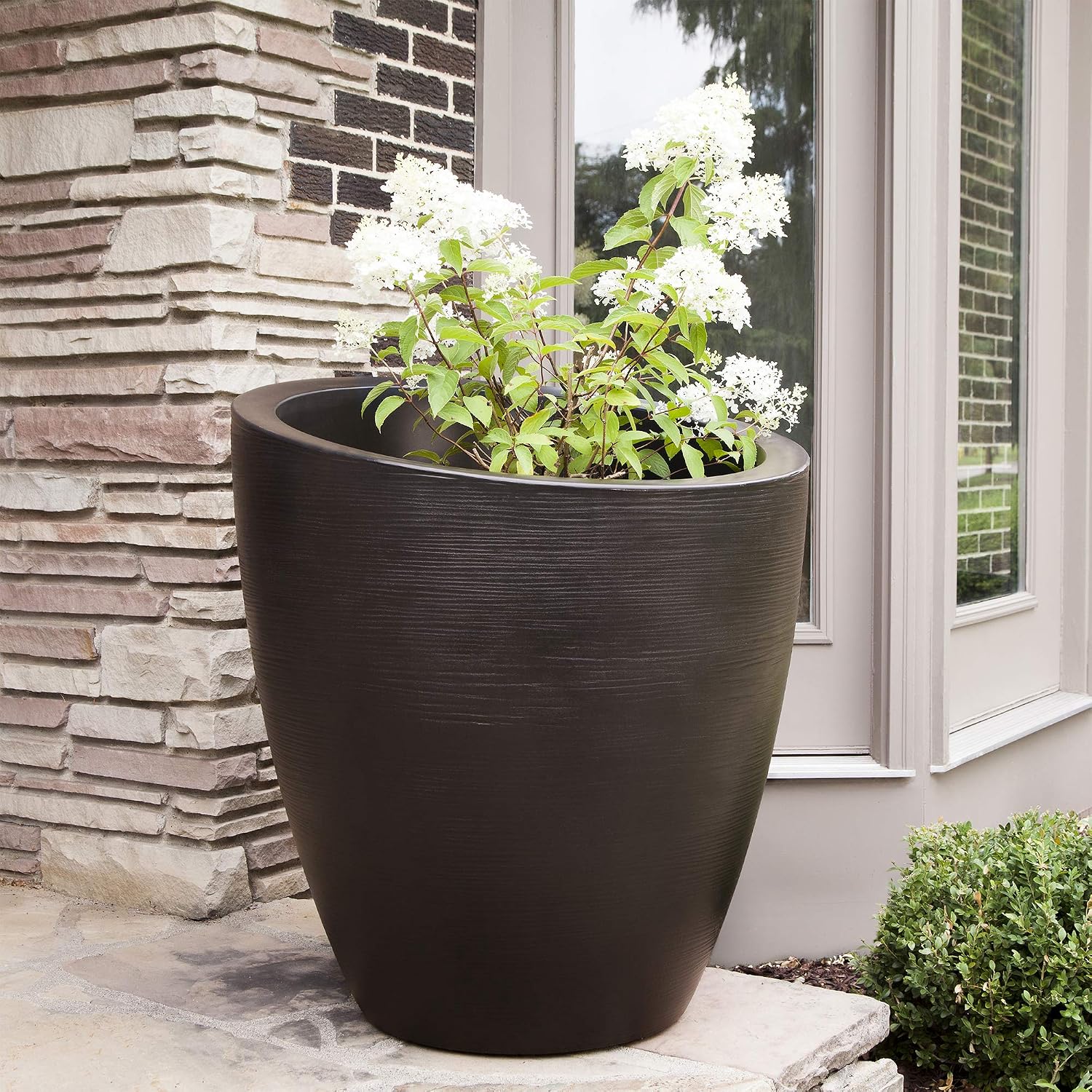 Mayne Modesto 20in Round Modern Planter, Neptune Blue | All season, Indoor/Outdoor, Double-wall design, Fade resistant, 15-year warranty