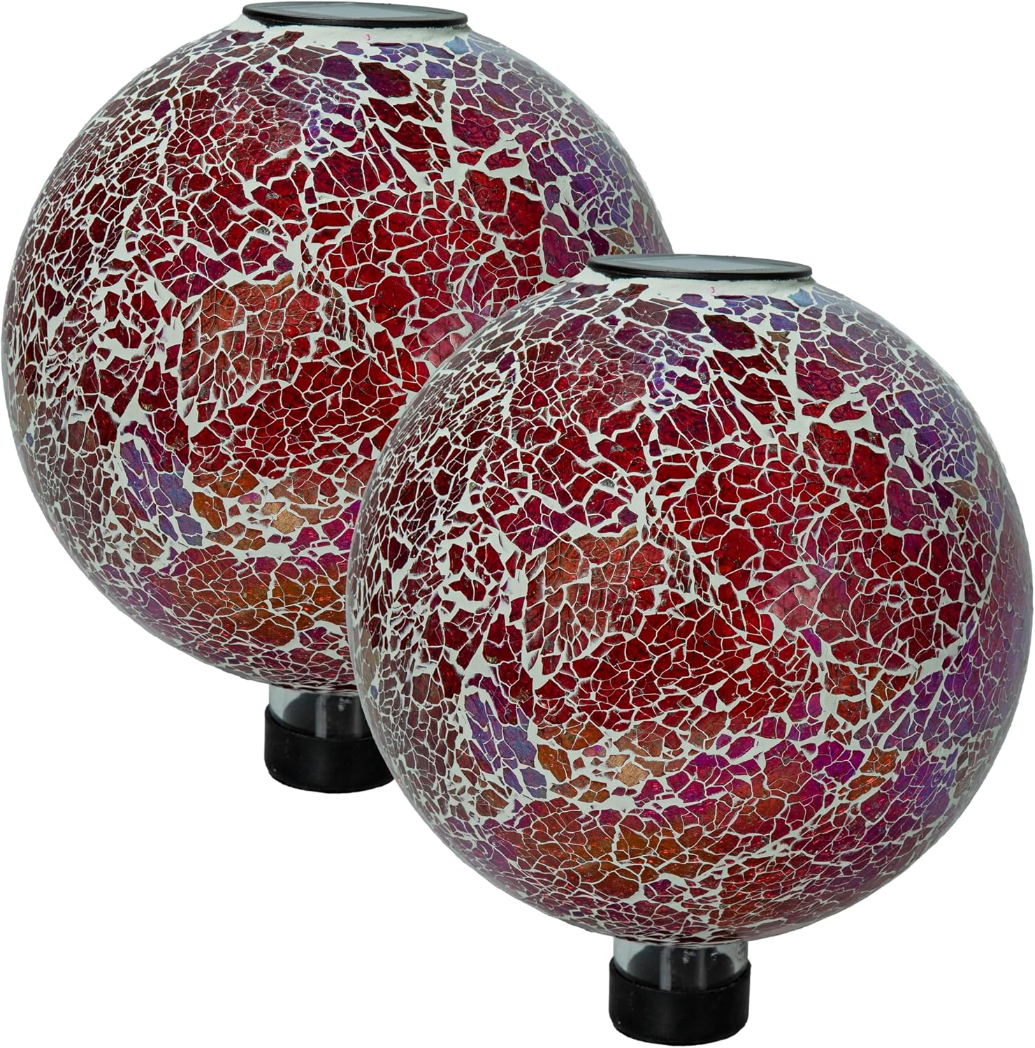 Sunnydaze Solar Gazing Ball for Garden, Mosaic Cool Blooms