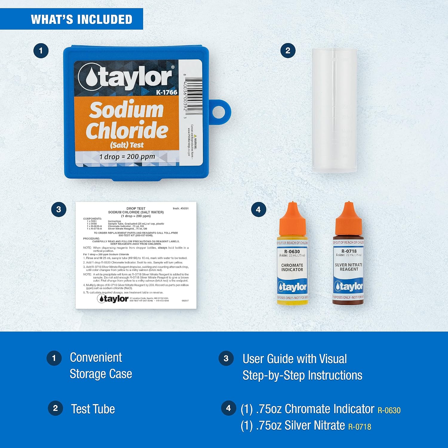 TAYLOR TECHNOLOGIES INC K-1766 DROP TEST CHLORIDE SALT WATER