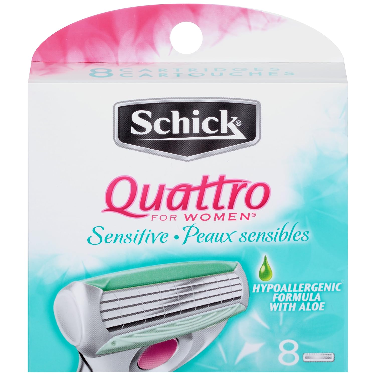 Quattro For Women Schick Sensitive Razor Blade Refills, 8 Count