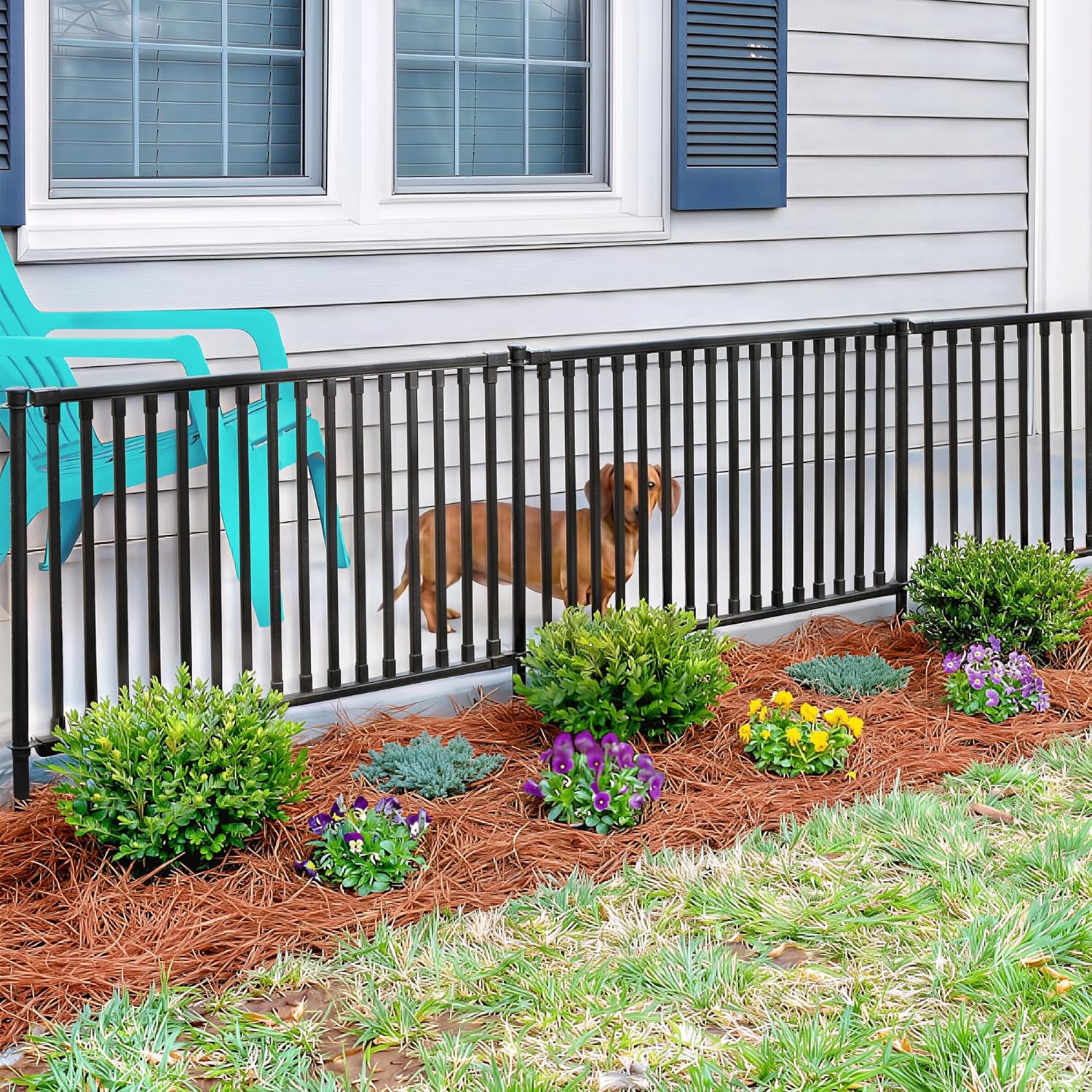 Zippity Madison Picket Fence Panels, White Vinyl DIY No Dig Kit | 2.5ftH x 2.3ftW, White, 2 Panels, Garden Border or Yard Enclosure, ZP19001