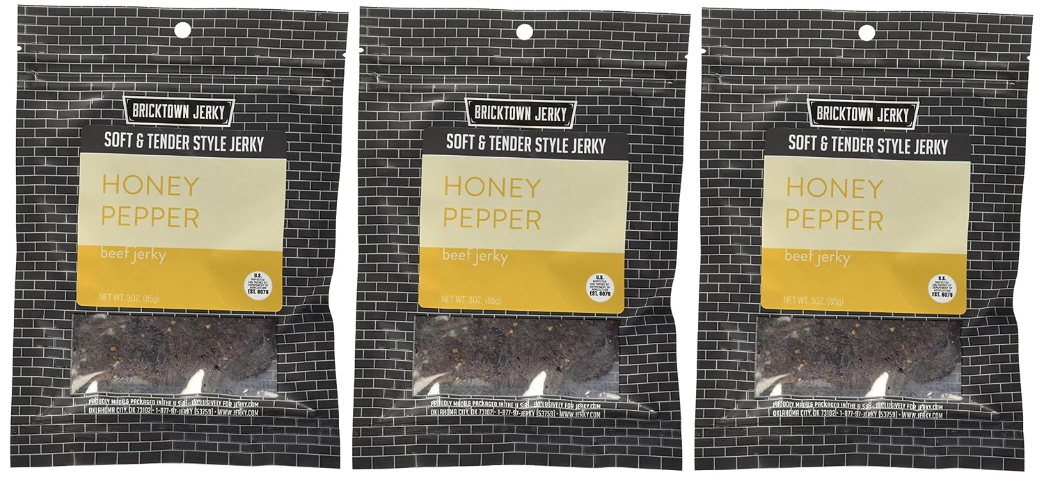 Honey Pepper Beef Jerky - Soft and Tender Style, High Protein, Low-Carb, Healthy Lean Meat Snack - Gourmet Beef Jerky, No Preservatives - 2.5 oz.