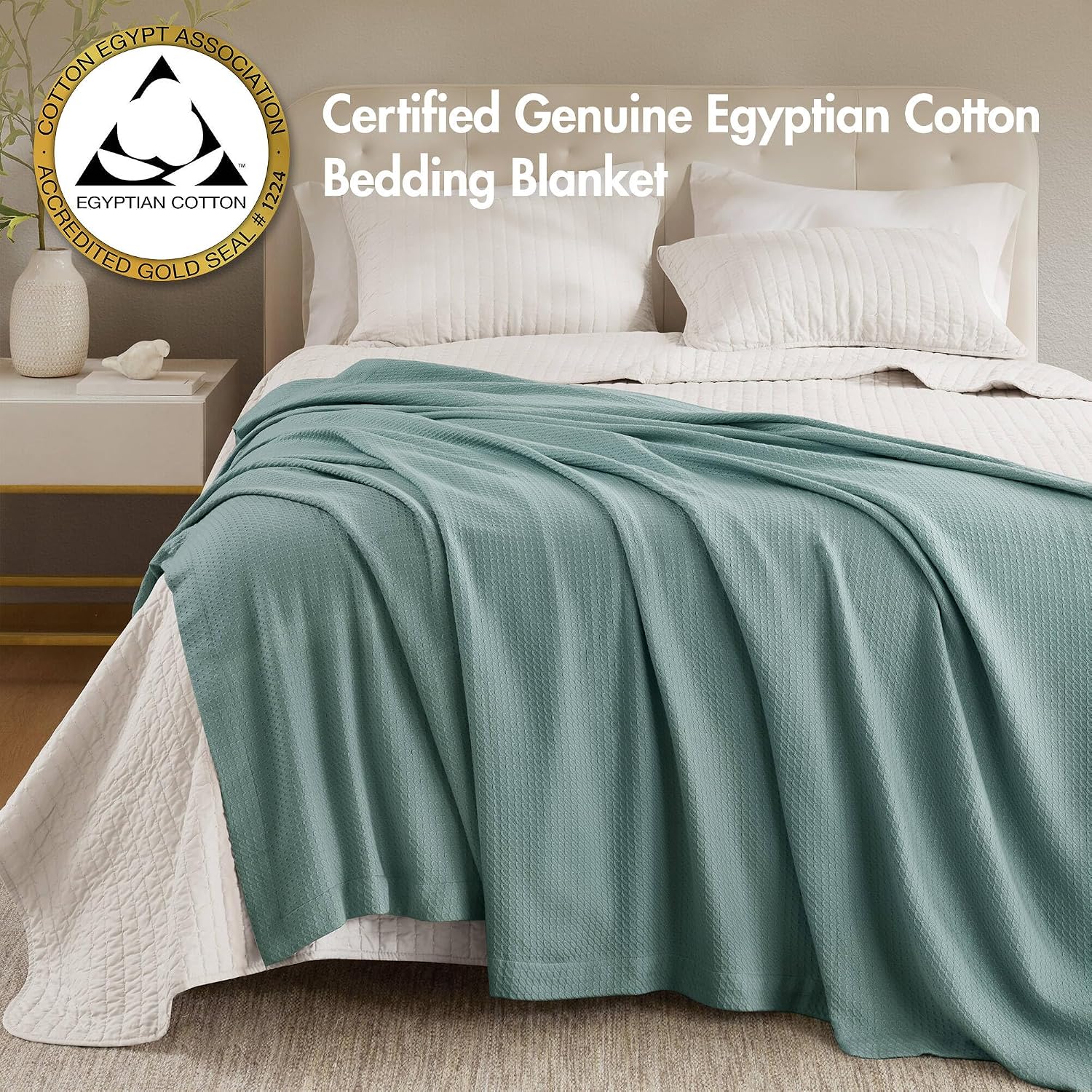 Madison Park 100% Egyptian Cotton Summer Blanket Full Queen Size Teal