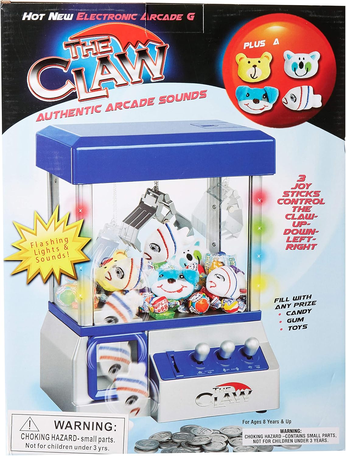 Claw Machine - Arcade Mini Toy Grabber Machine for Kids - Candy Machine- Retro Carnvial Music & Flashing Lights- Best Birthday Gift Game. Use Gumballs
