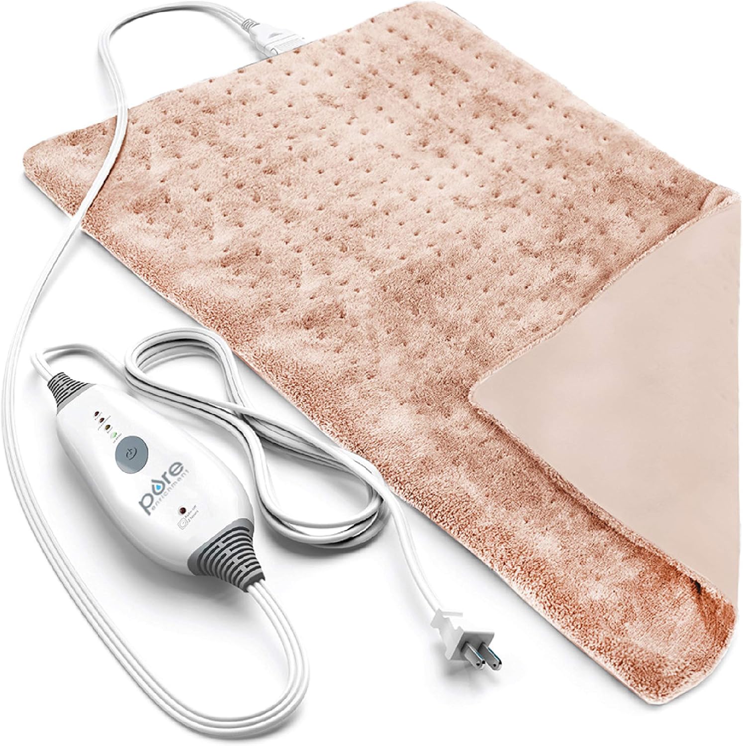 Pure Enrichment PureRelief Deluxe Heating Pad (12" x 24"), Full Body Therapy Pad with 4 InstaHeat Settings, Soft Machine-Washable Microplush Fabric and 2-Hour Auto Safety Shut-Off (Sea Glass)