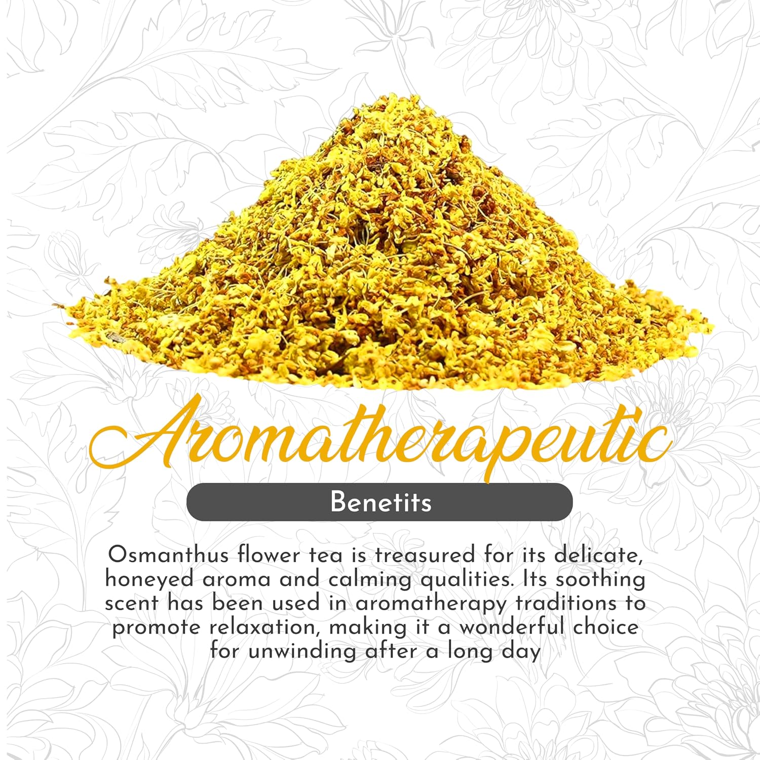 Green Hill Tea Osmanthus Flower Dried – Premium– Fragrant Osmanthus Dried Flowers -Loose Leaf Tea – 100% Pure, Natural, Non-GMO – Great for Brewing, Baking & Infusions 4 OZ