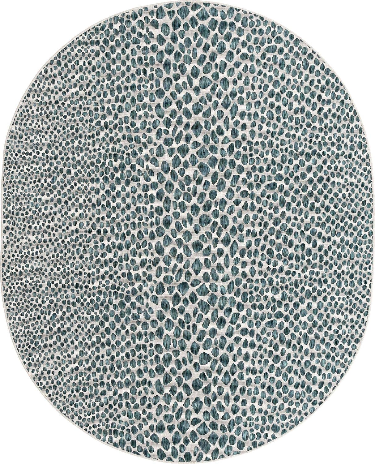 Unique Loom Outdoor Collection Area Rug - Cape Town (9' x 12' Rectangle, Blue/Ivory)