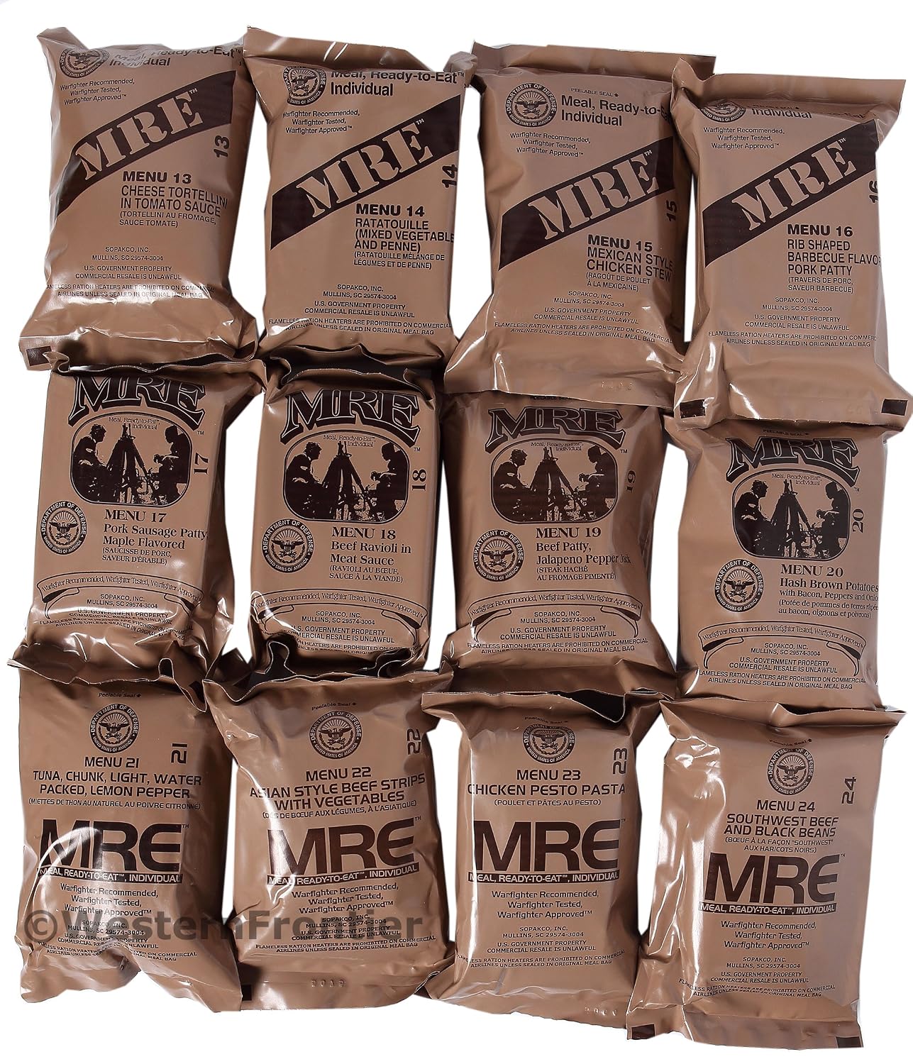 Western Frontier Ultimate MRE Case Bundle - 24 Meals, A&B 2018 | MRE Case Bundle - Western Frontier Guarantee, Military Surplus, 24 Meals